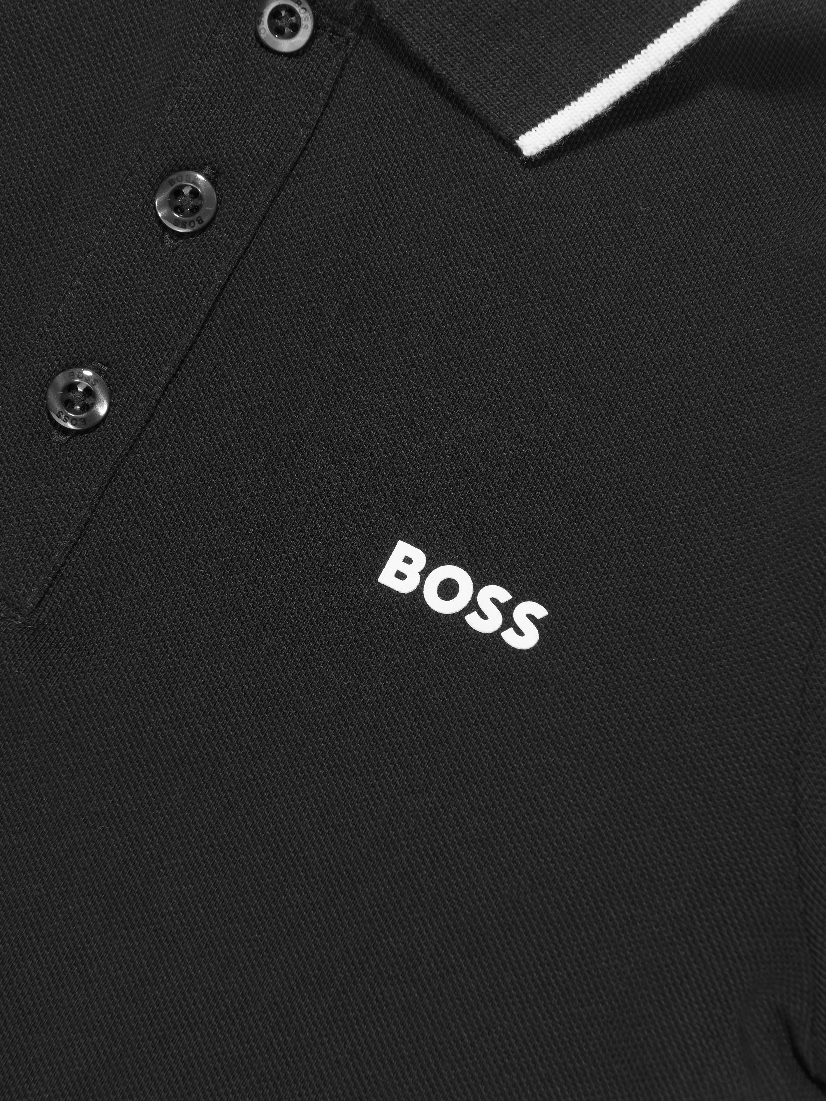 BOSS Boys Logo Polo Shirt in Black