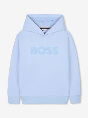 BOSS Boys Logo Print Hoodie in Blue