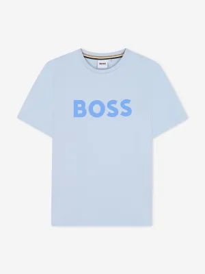 BOSS Boys Logo Print T-Shirt in Blue