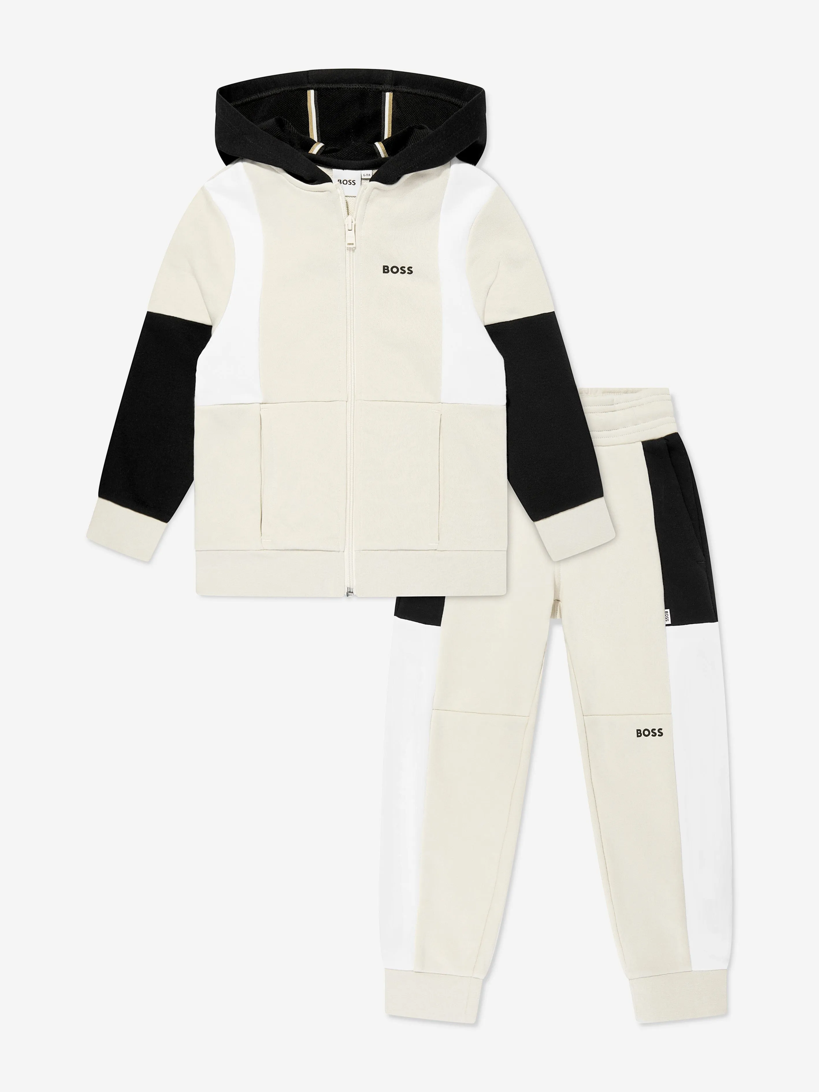 BOSS Boys Logo Tracksuit in Beige