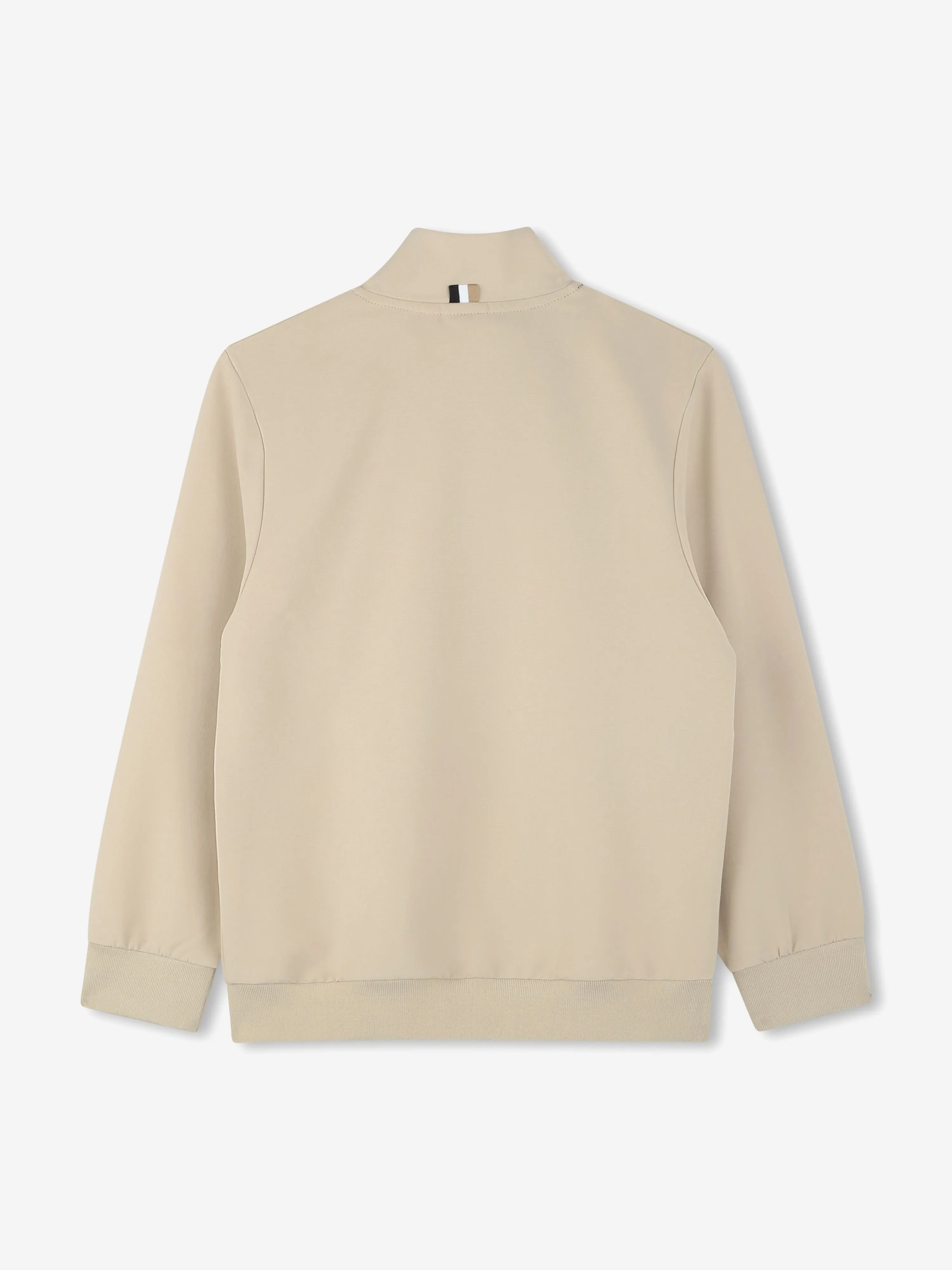 BOSS Boys Logo Zip Up Top in Beige