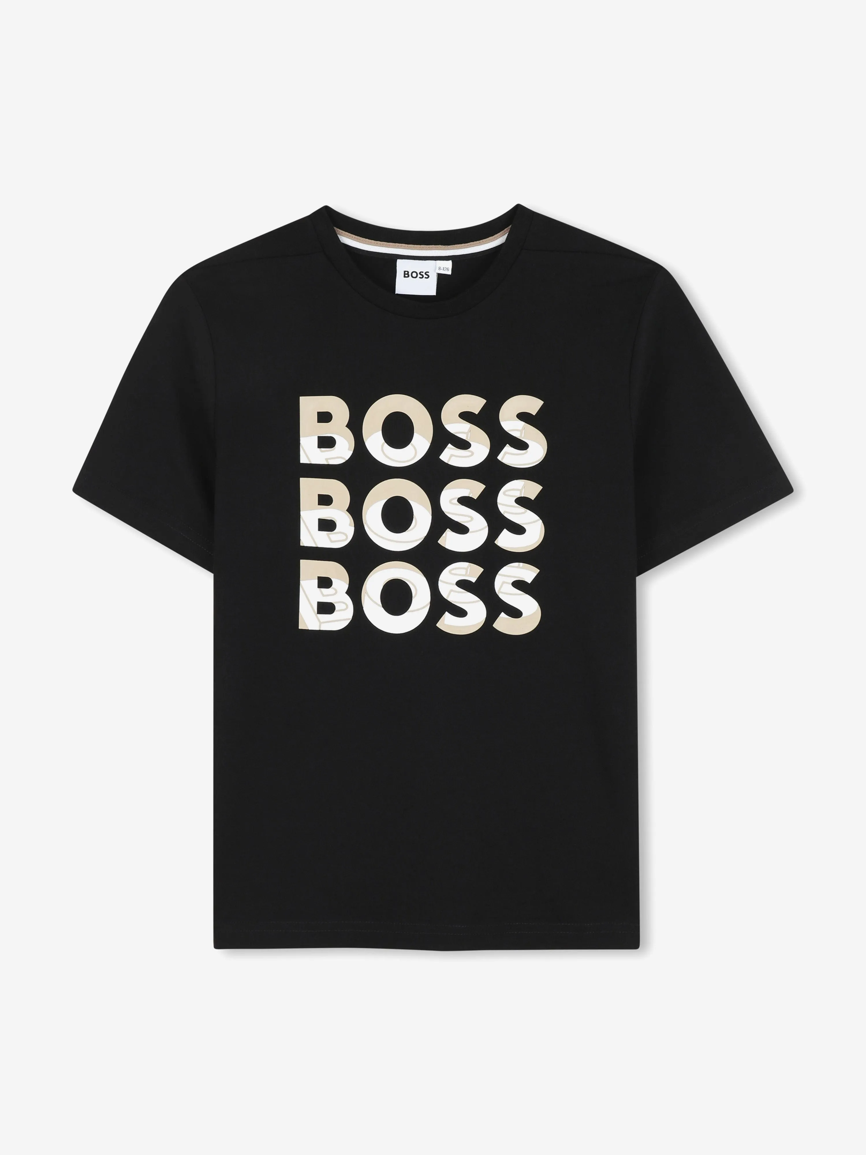BOSS Boys Multi Logo T-Shirt in Black