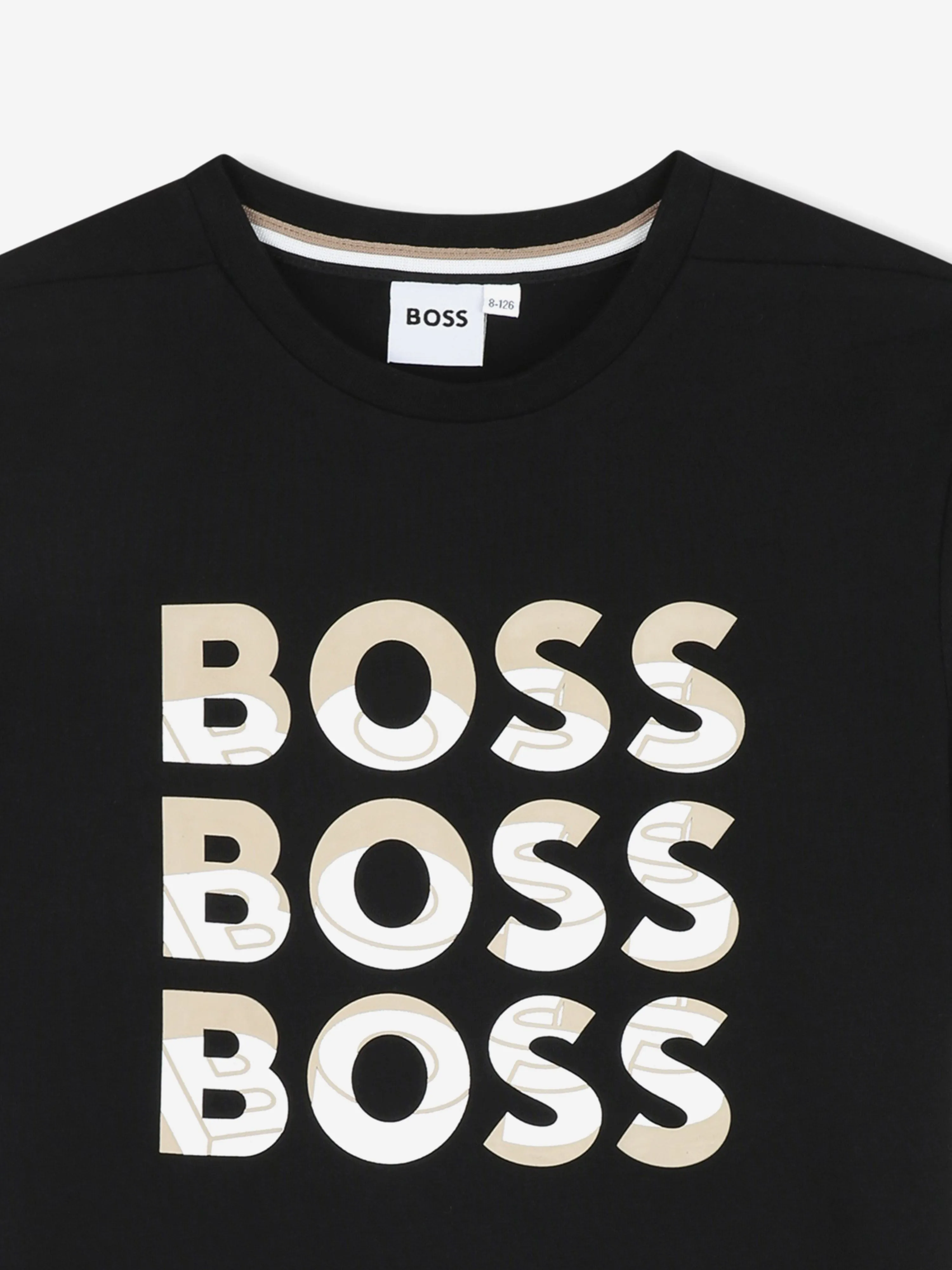 BOSS Boys Multi Logo T-Shirt in Black