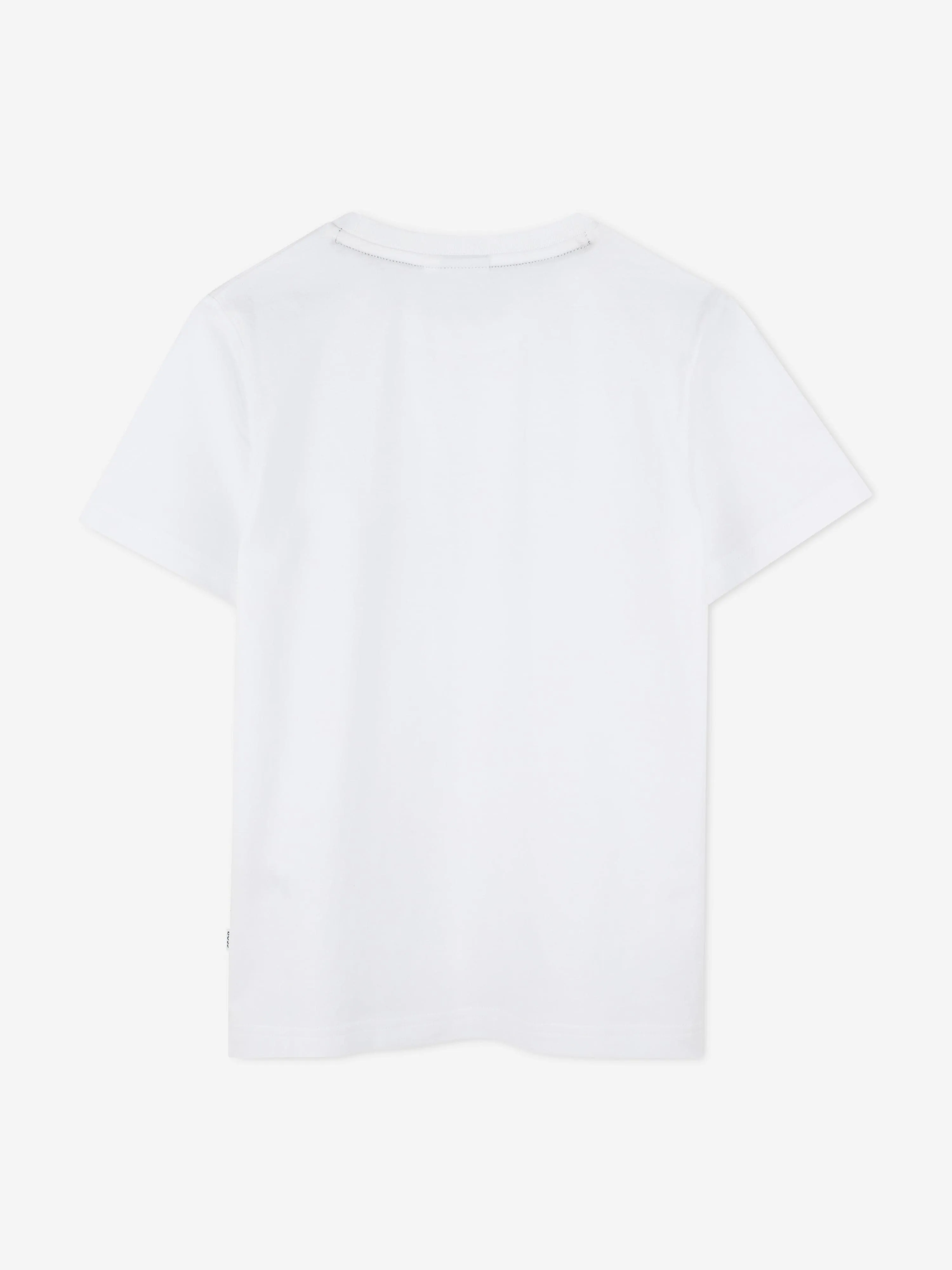 BOSS Boys Striped Print Logo T-Shirt in White