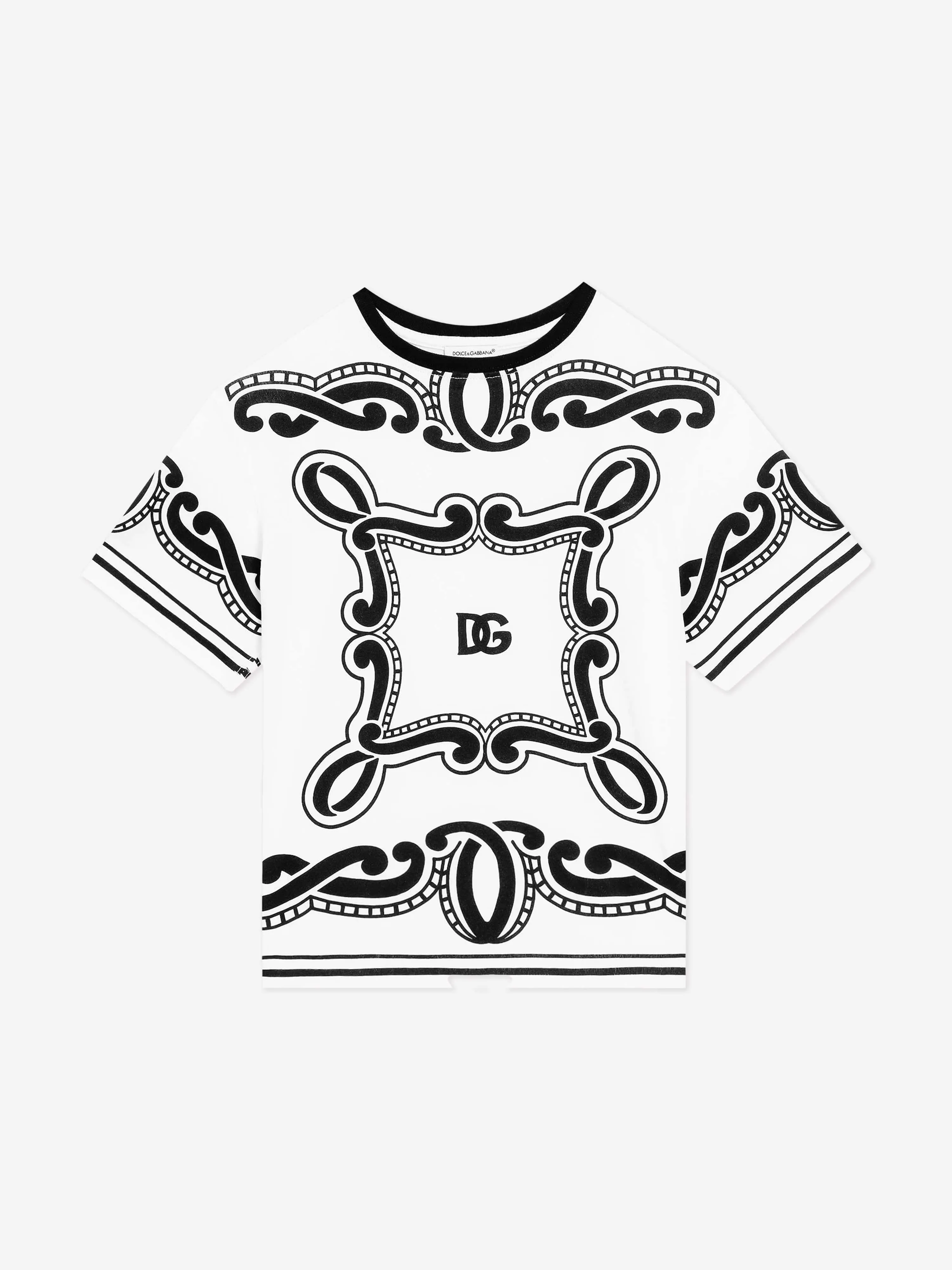 Boys Bandana Print Logo T-Shirt in White