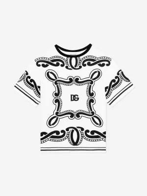 Boys Bandana Print Logo T-Shirt in White