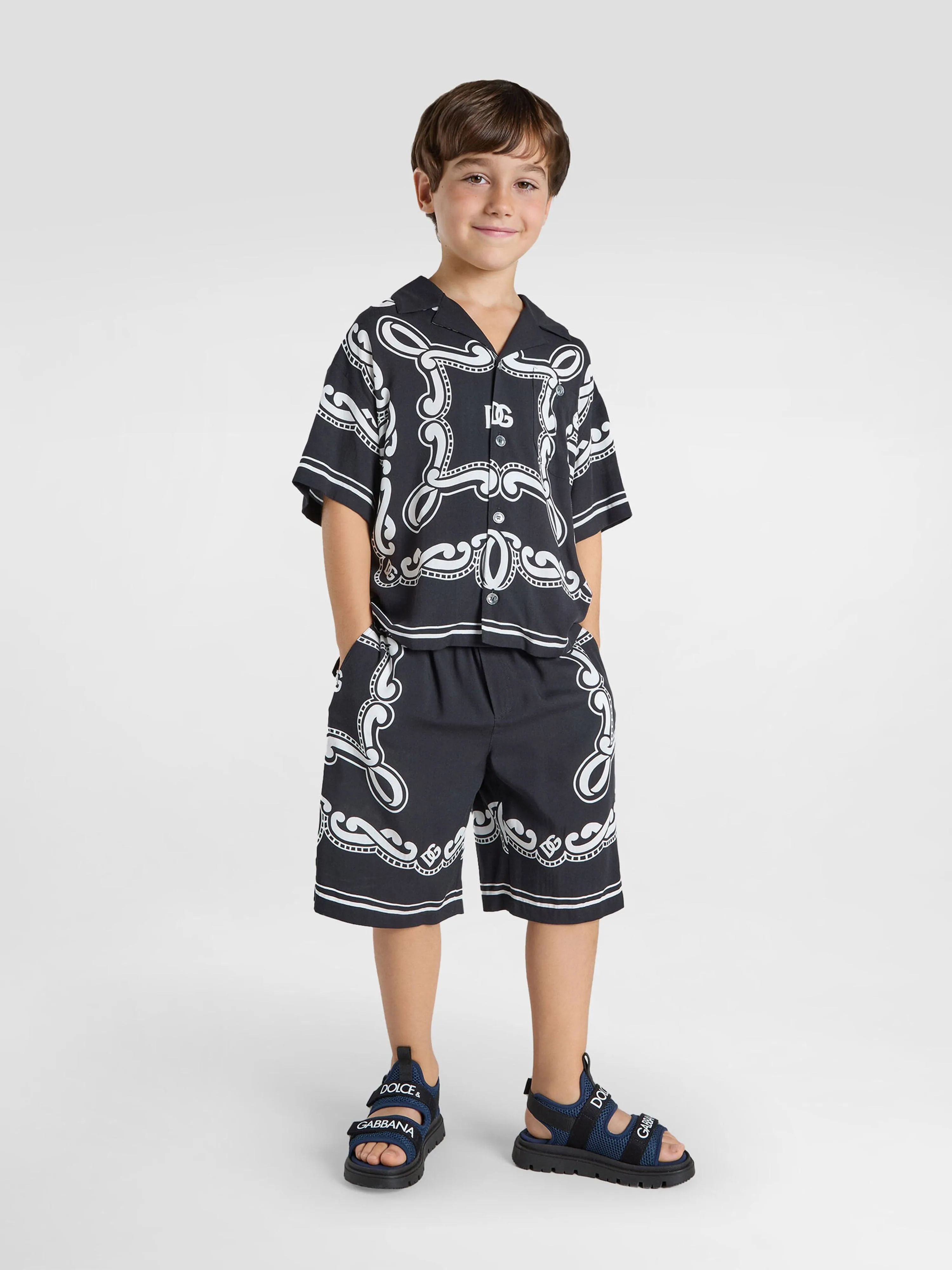 Boys Bandana Print Shirt in Black