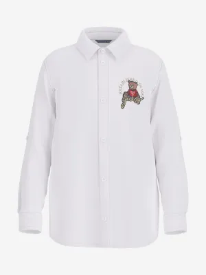Boys Bear Oxford Shirt in White