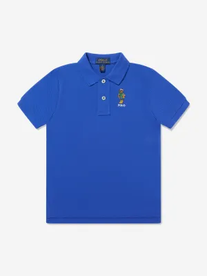 Boys Bear Polo Shirt in Blue