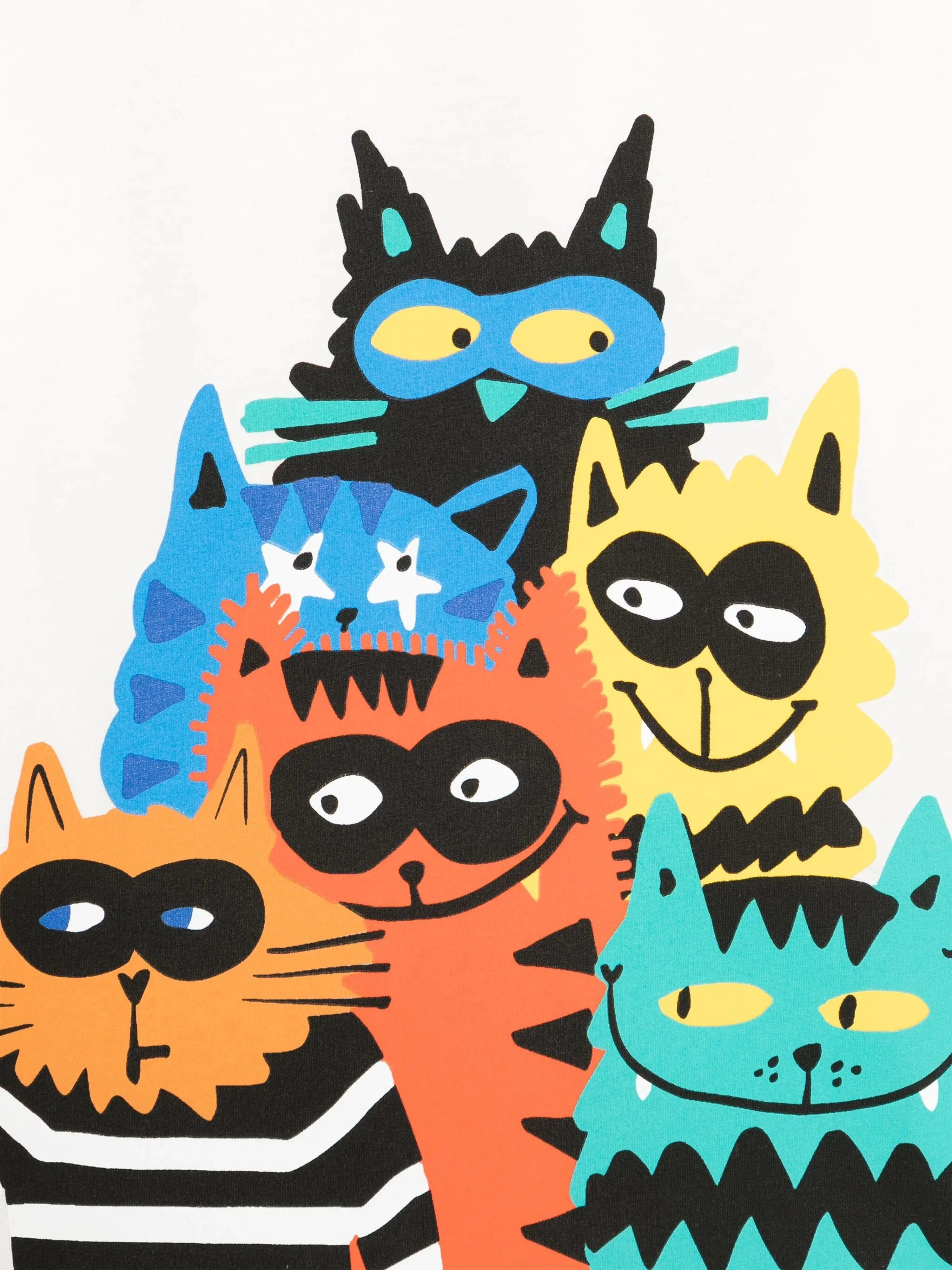 Boys Cat Print T-Shirt in Ivory