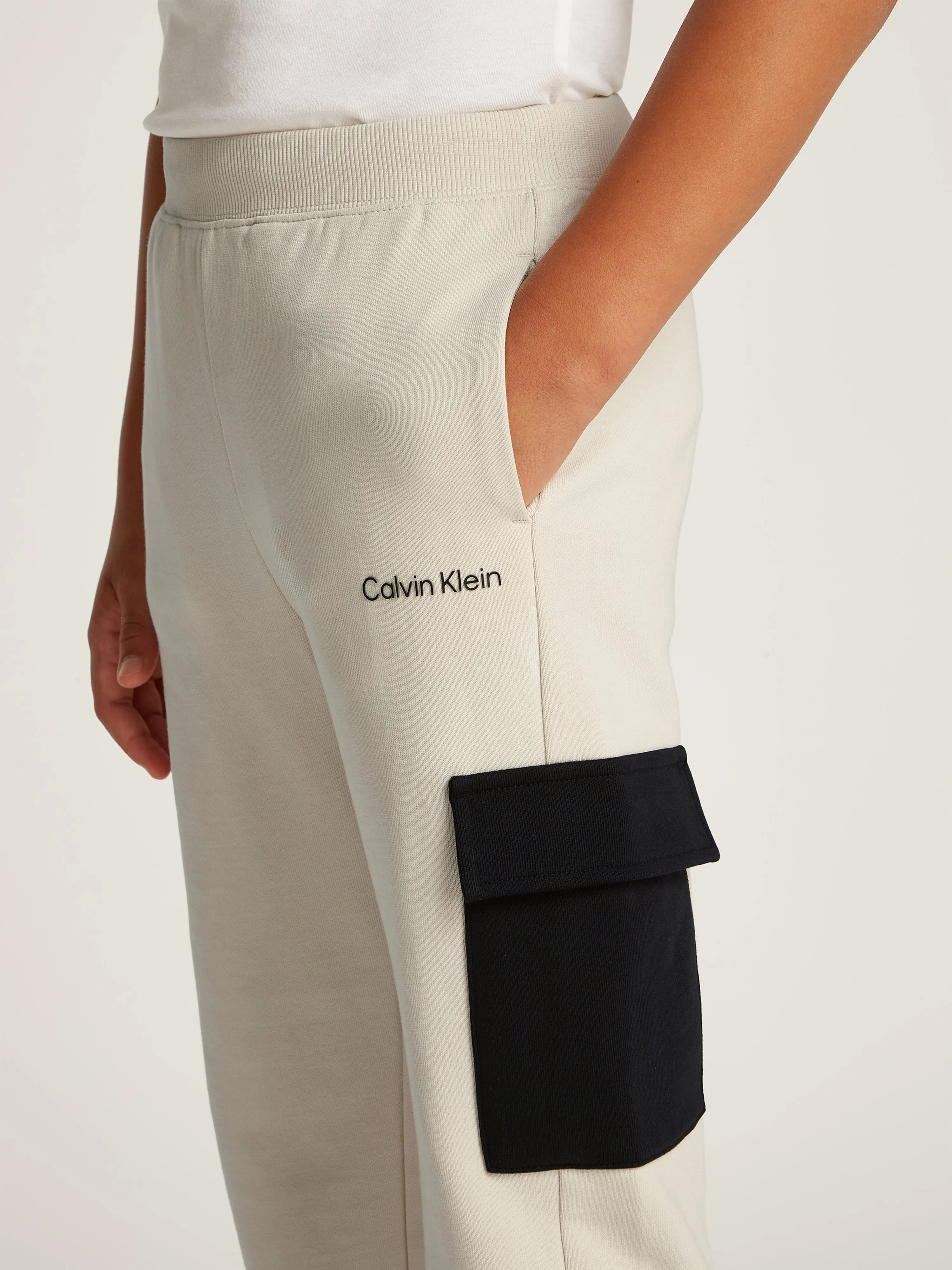 Boys Colourblock Cargo Joggers in Ivory