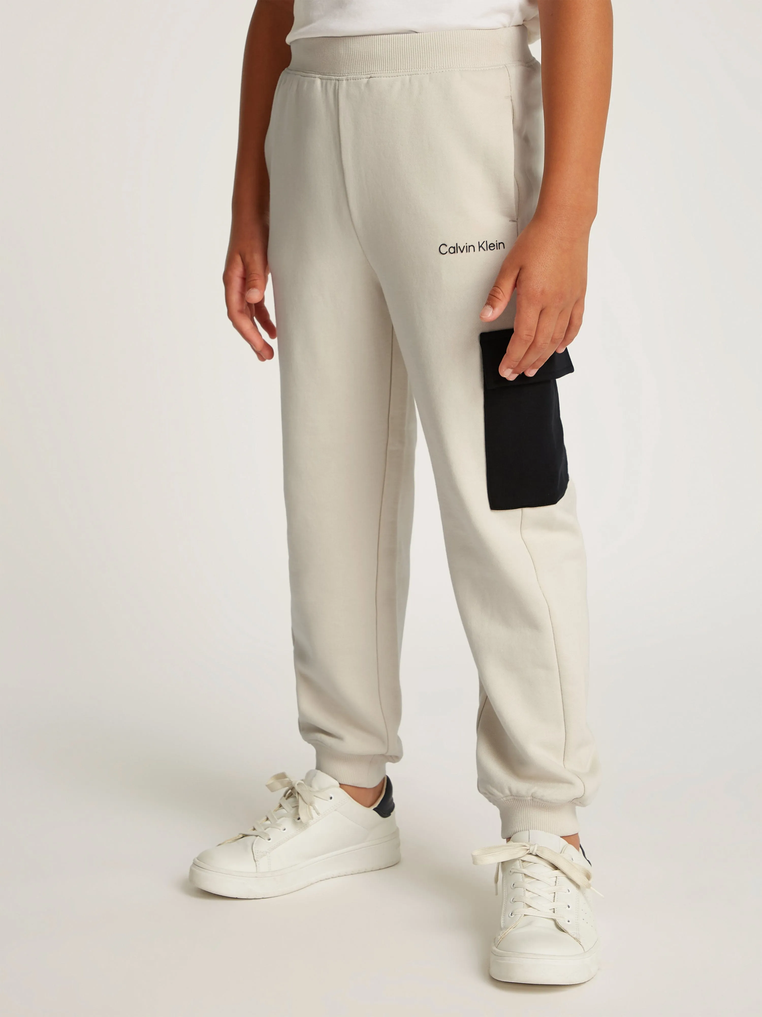 Boys Colourblock Cargo Joggers in Ivory