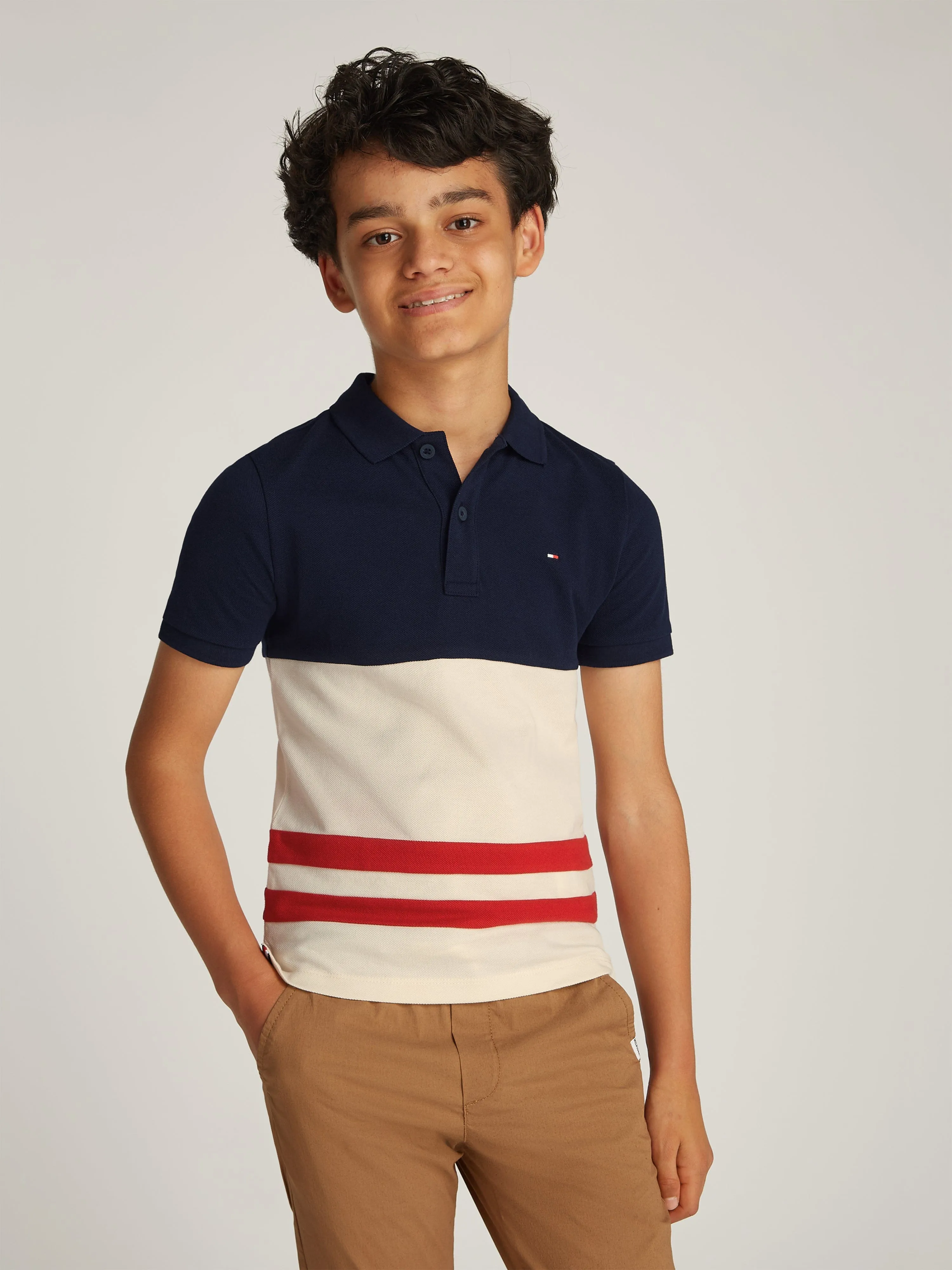 Boys Colourblock Monotype Polo Shirt in Multicolour