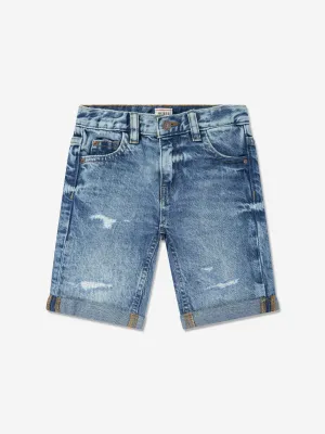 Boys Denim Linen Shorts in Blue