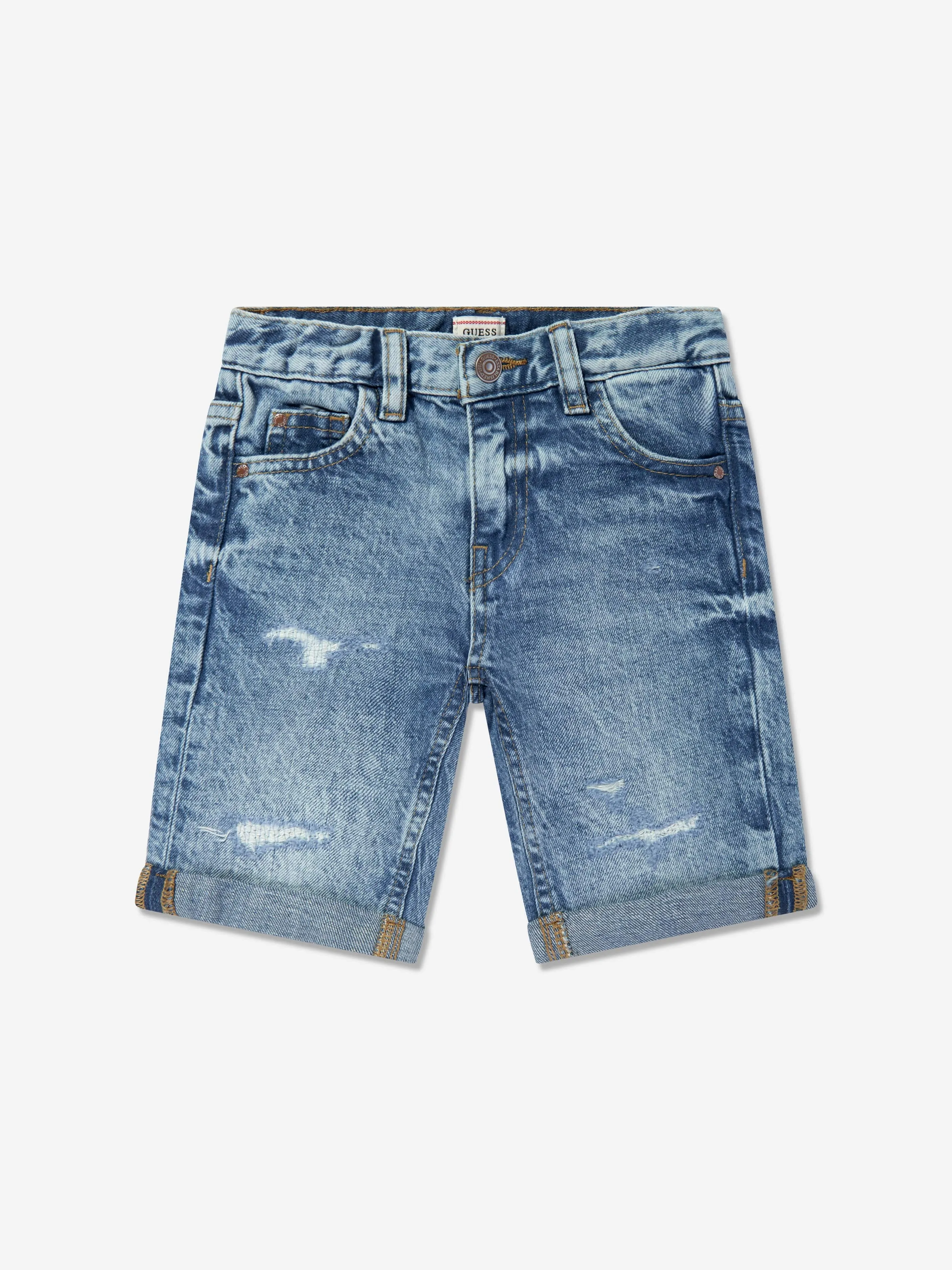 Boys Denim Linen Shorts in Blue