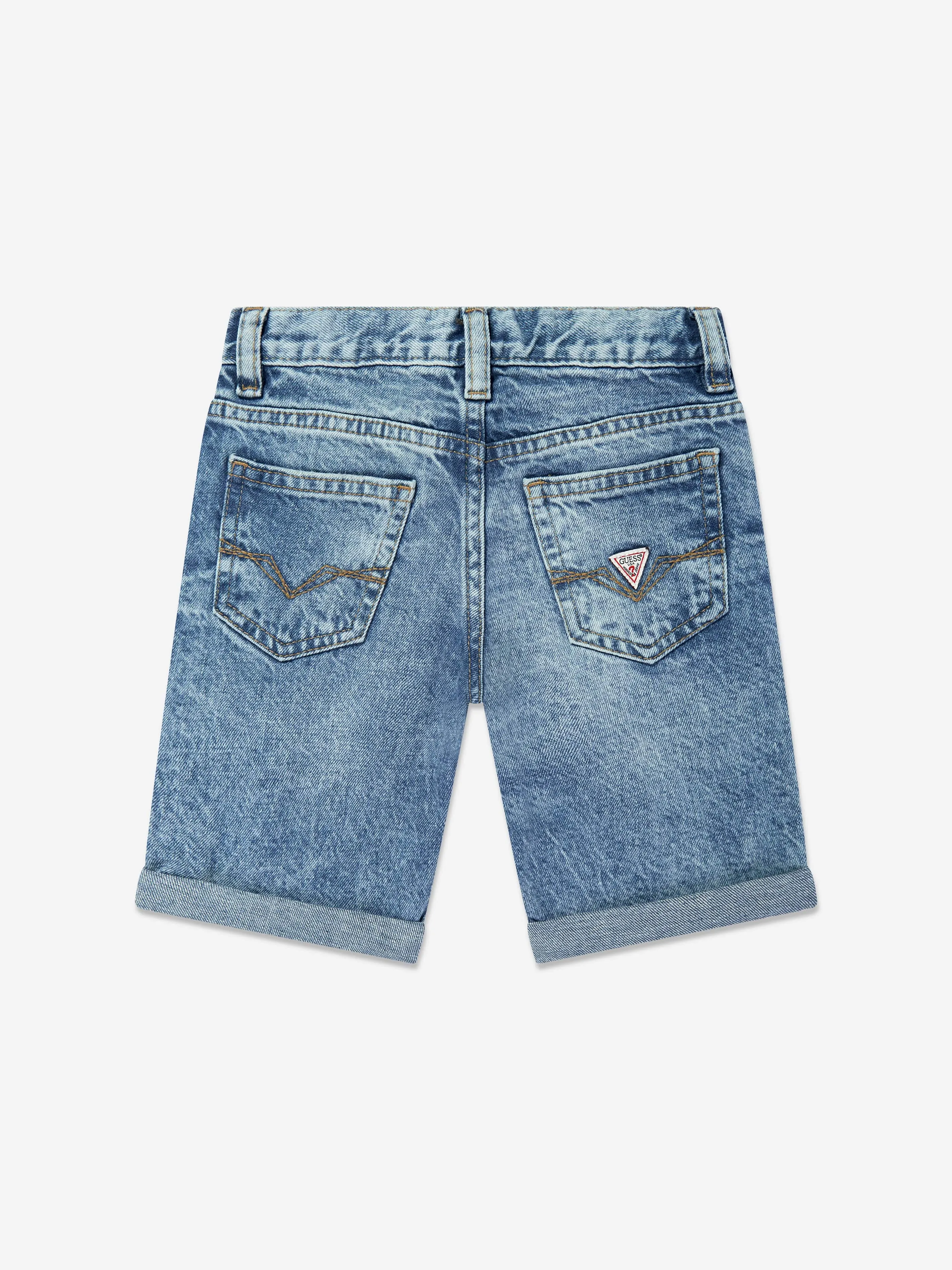 Boys Denim Linen Shorts in Blue