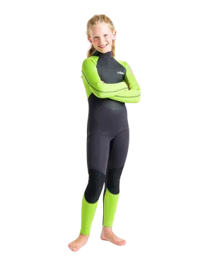Boys Element 3/2mm Back Zip Wetsuit in Anthracite, Lime & Multi