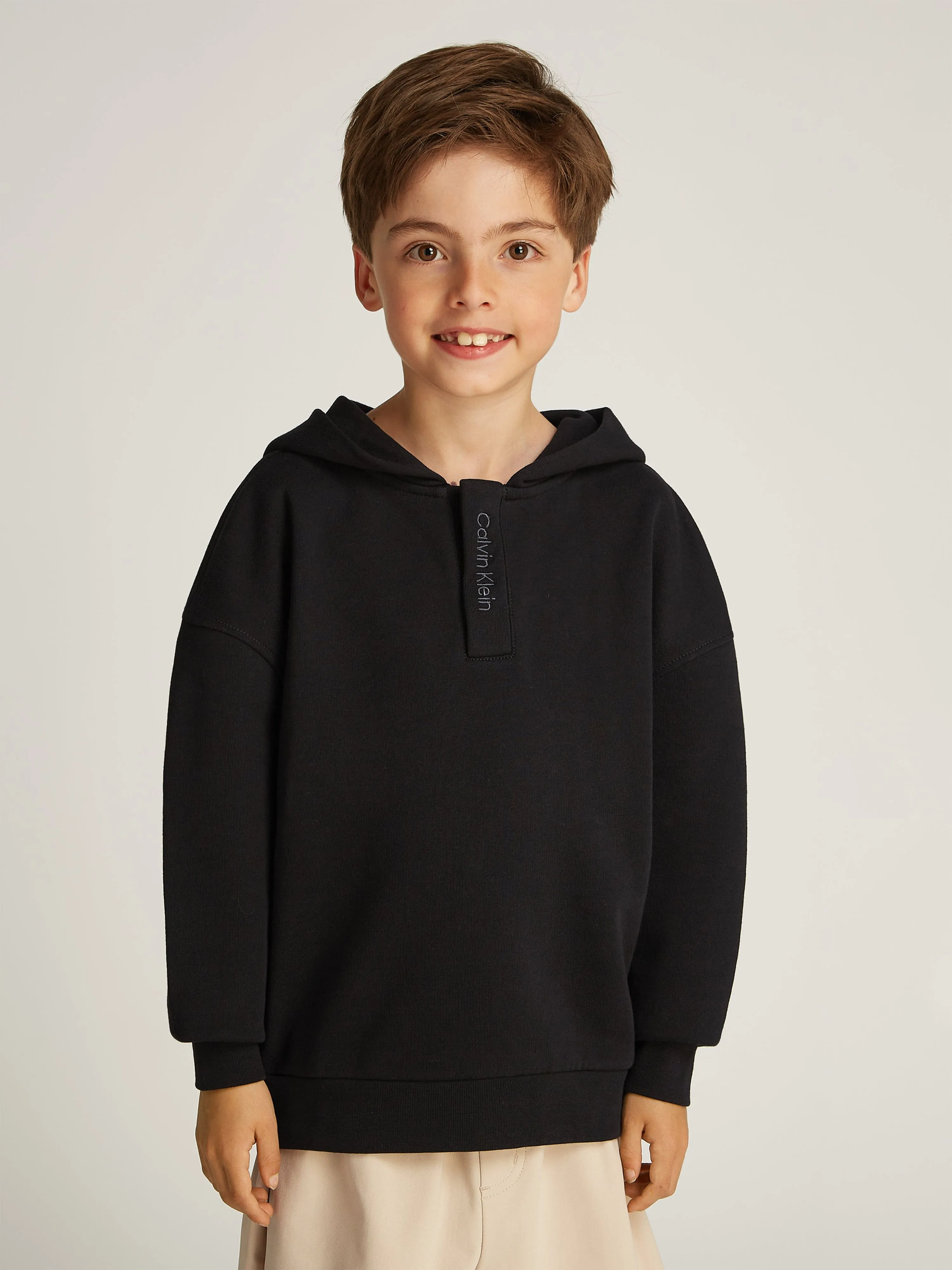 Boys Embroidered Logo Hoodie in Black