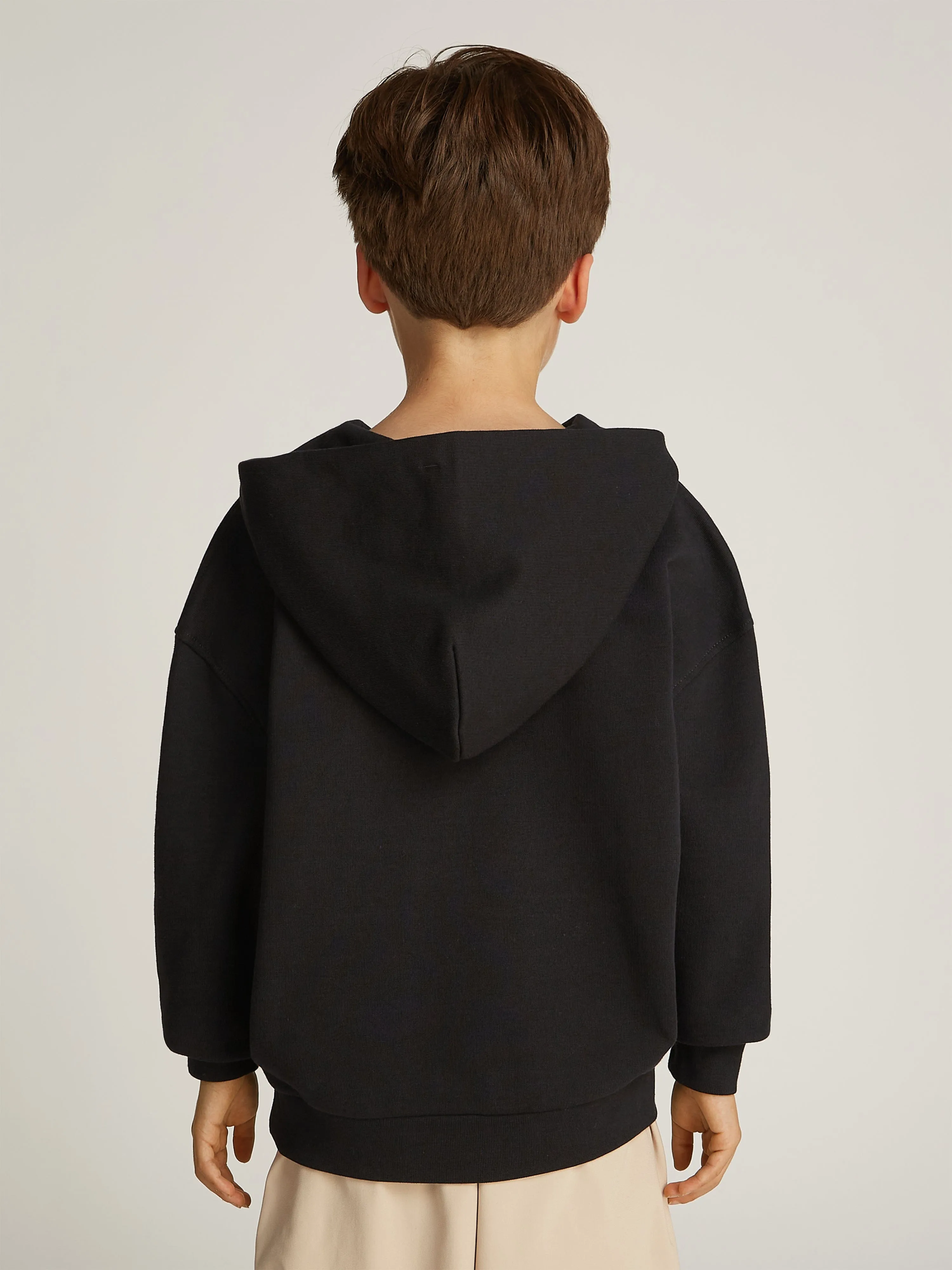 Boys Embroidered Logo Hoodie in Black