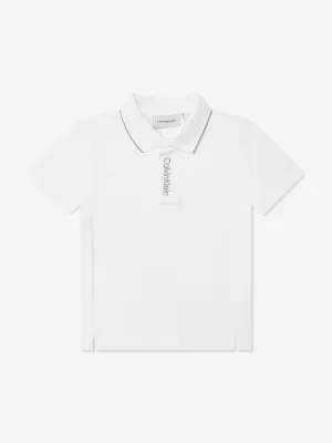 Boys Embroidered Logo Polo Shirt in White