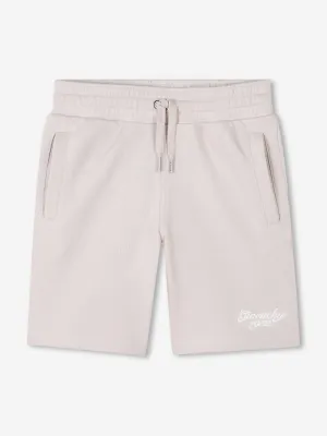 Boys Embroidered Logo Shorts in Beige