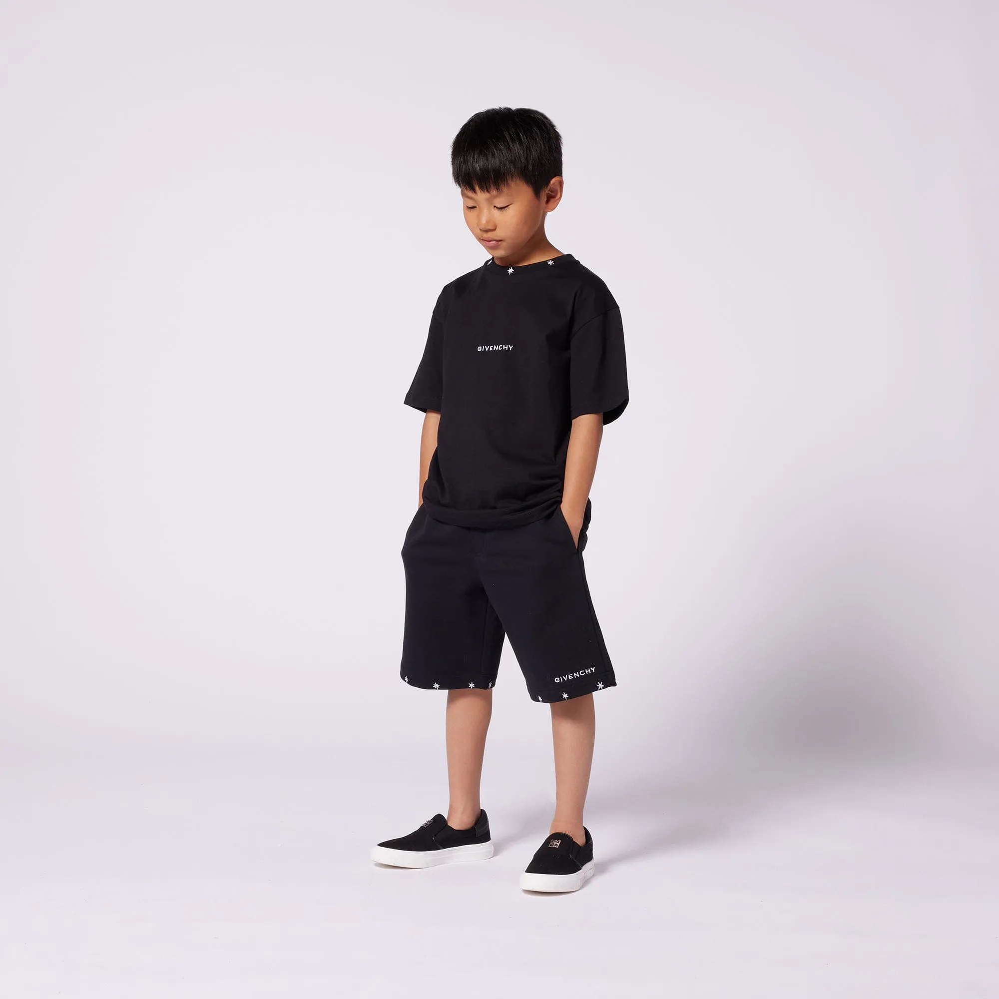 Boys Embroidered Logo Shorts in Black
