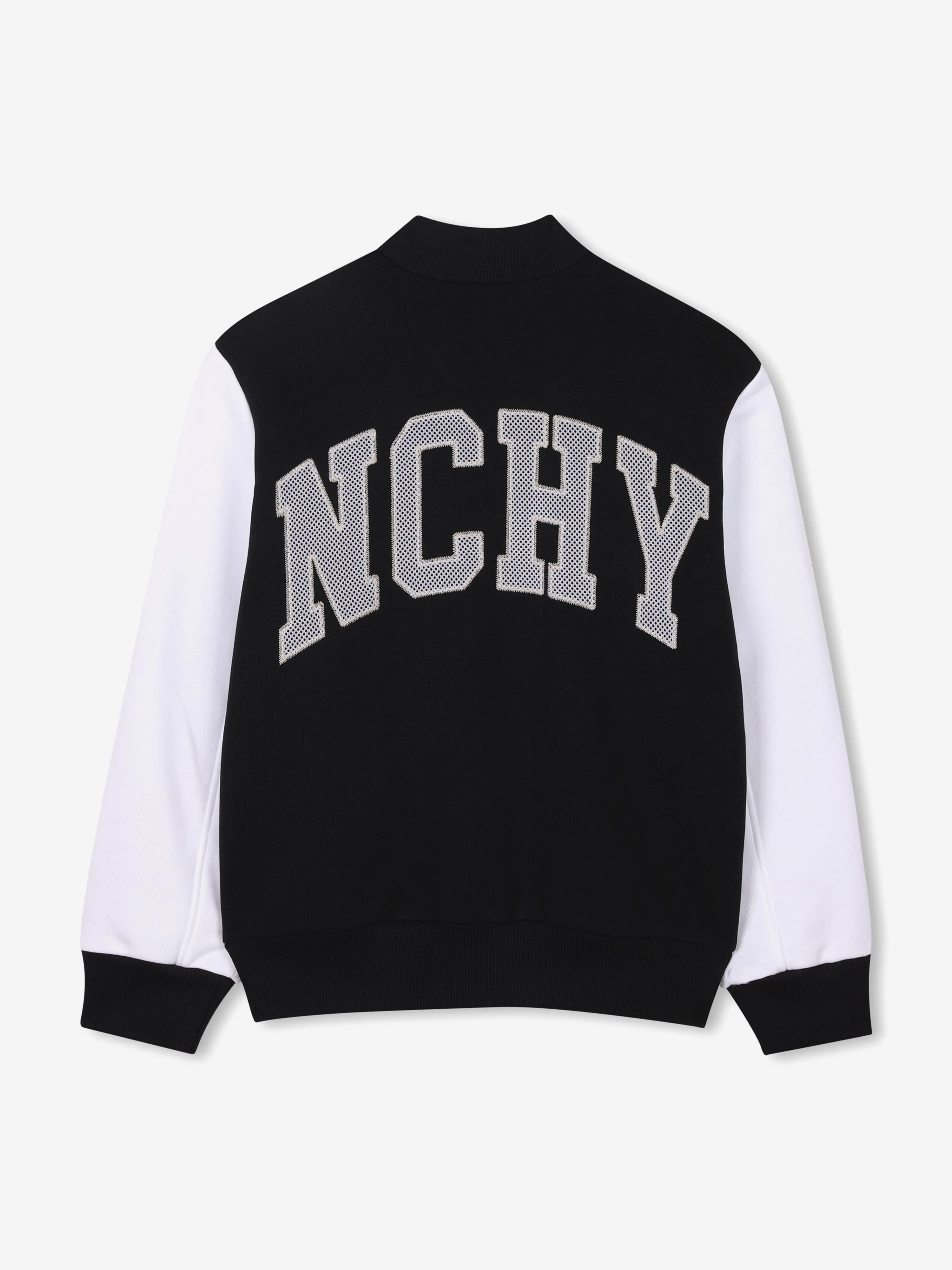 Boys Fleece Varsity Bomber Jacket in Black