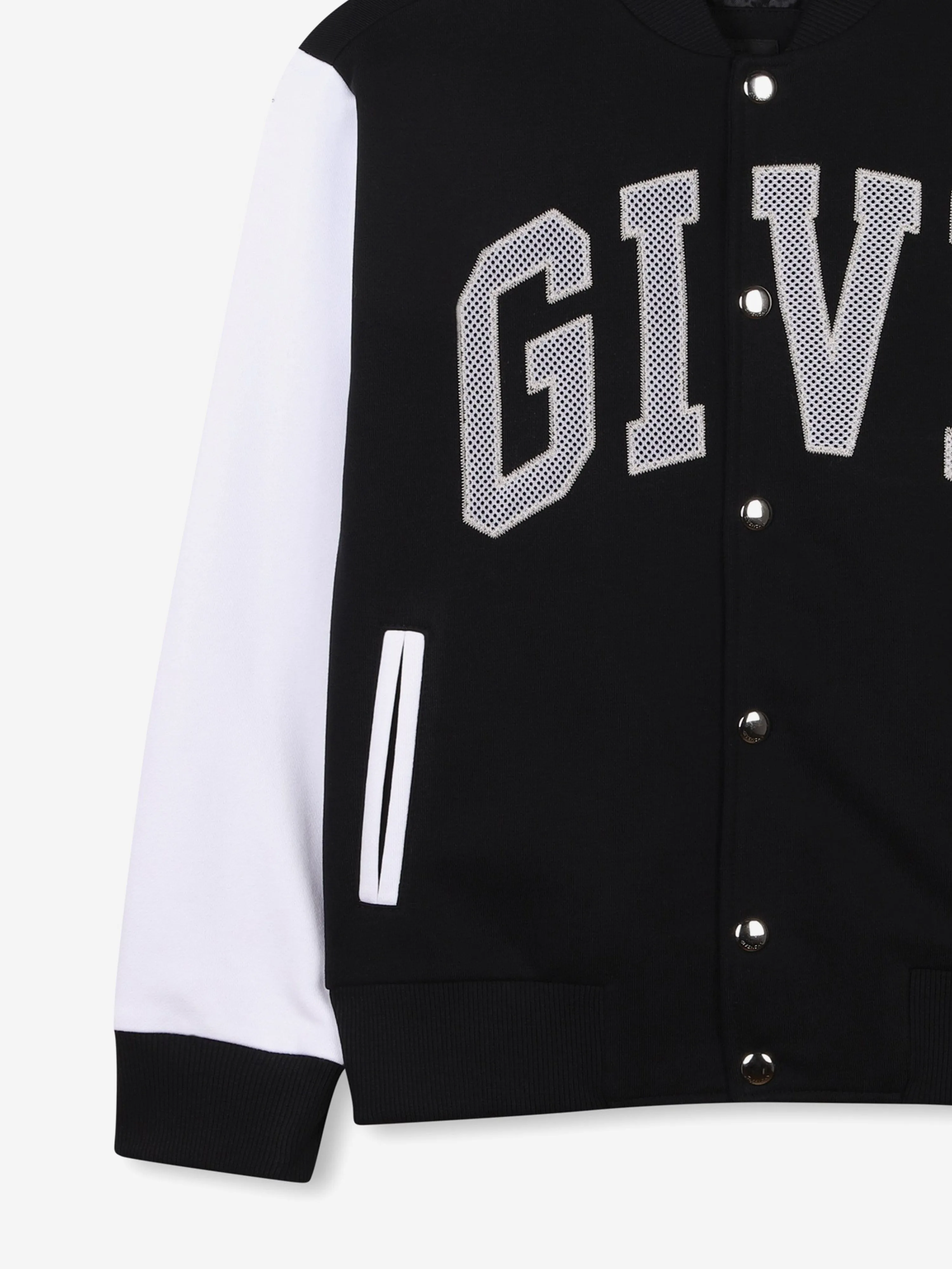 Boys Fleece Varsity Bomber Jacket in Black