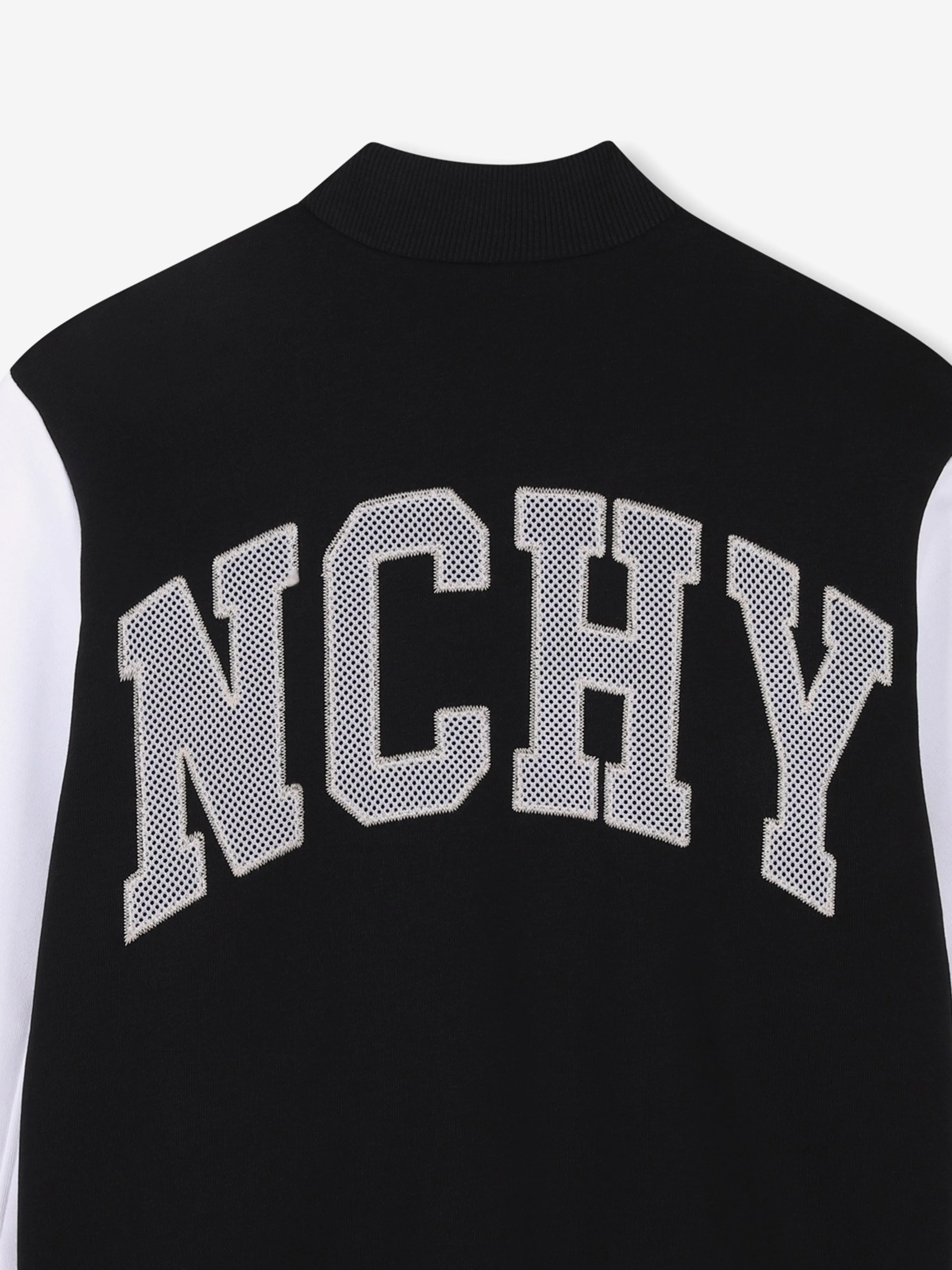 Boys Fleece Varsity Bomber Jacket in Black