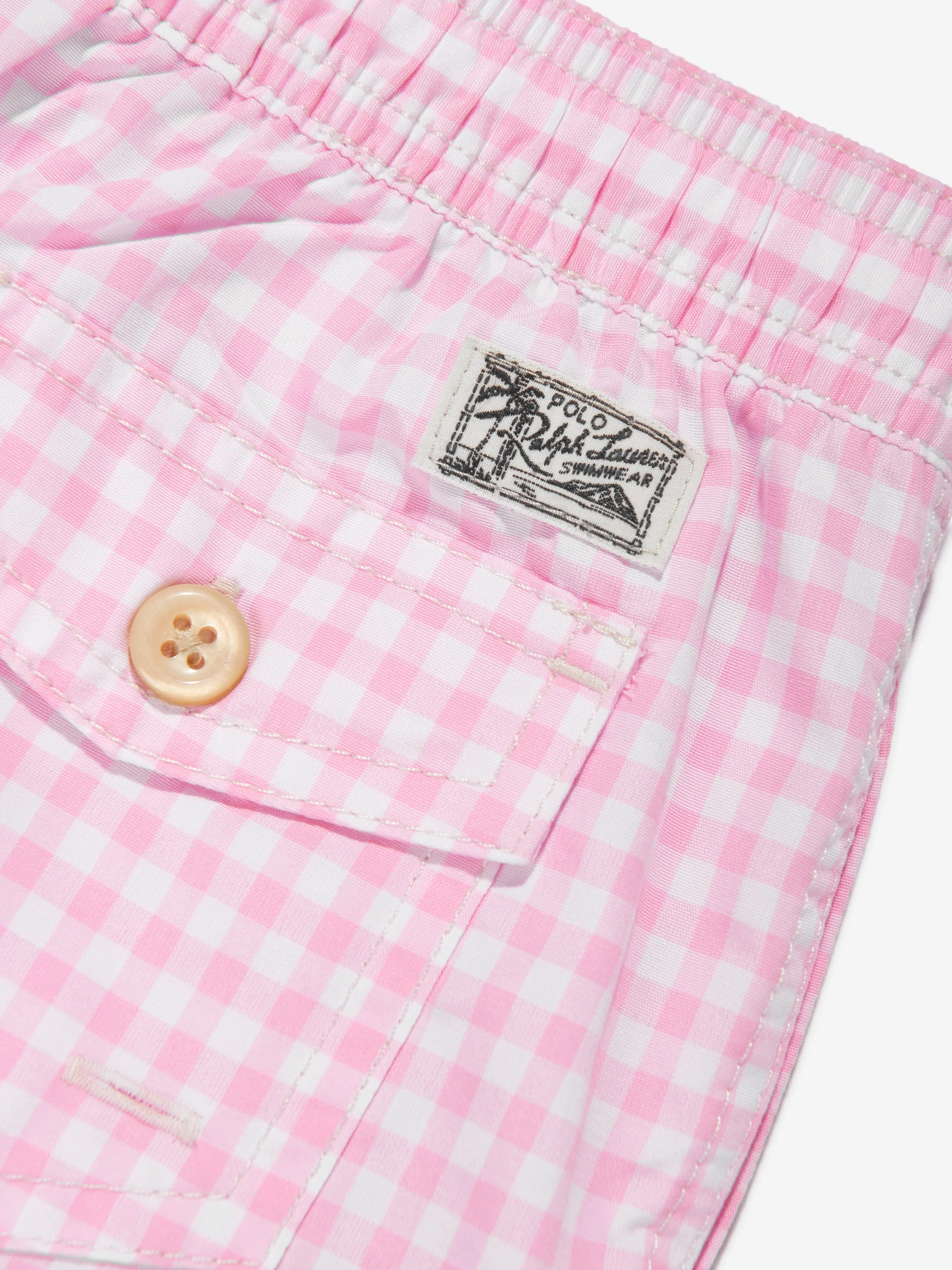 Boys Gingham Swim Shorts in Pink