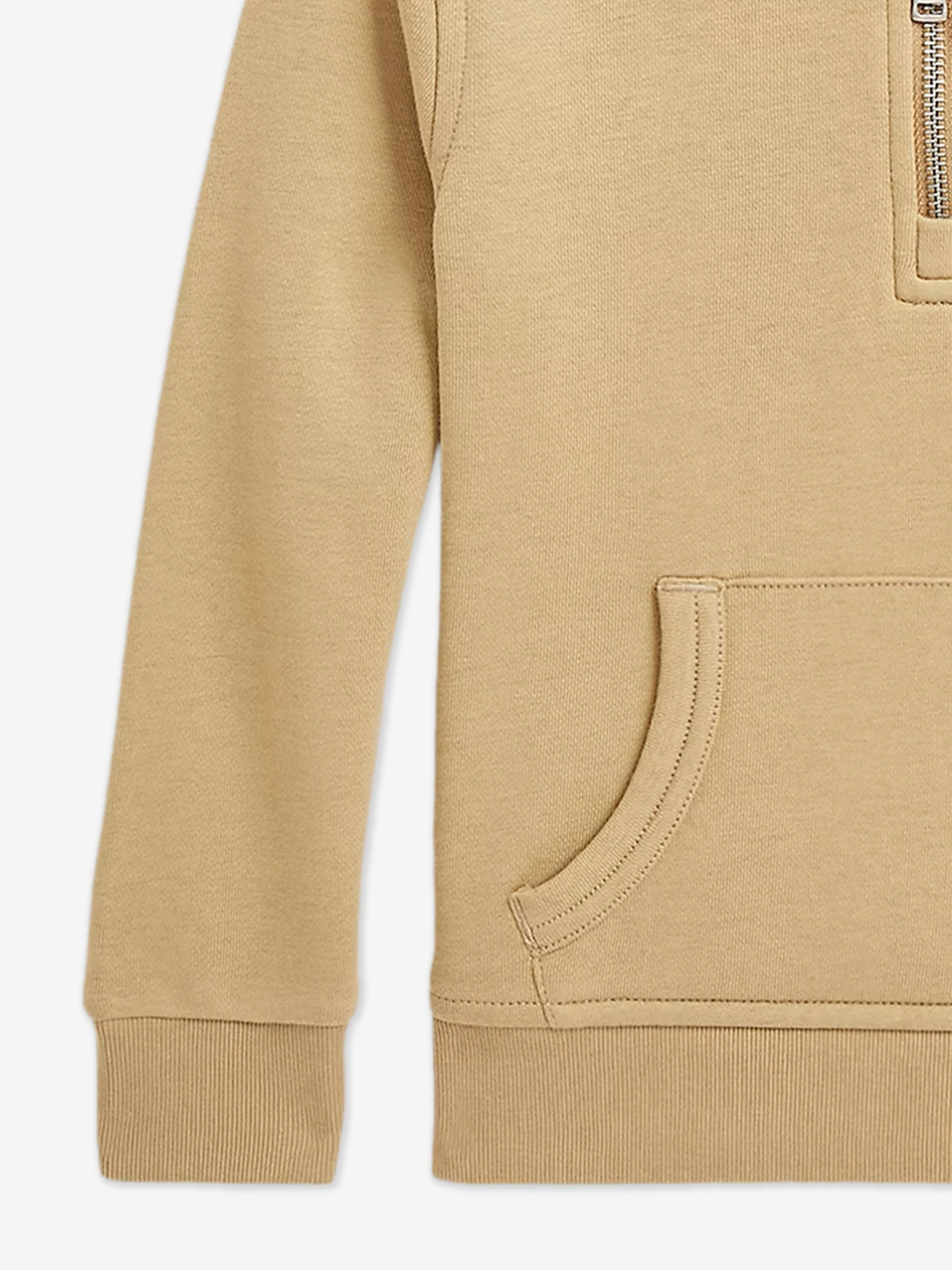 Boys Half Zip Polo Sweatshirt in Beige