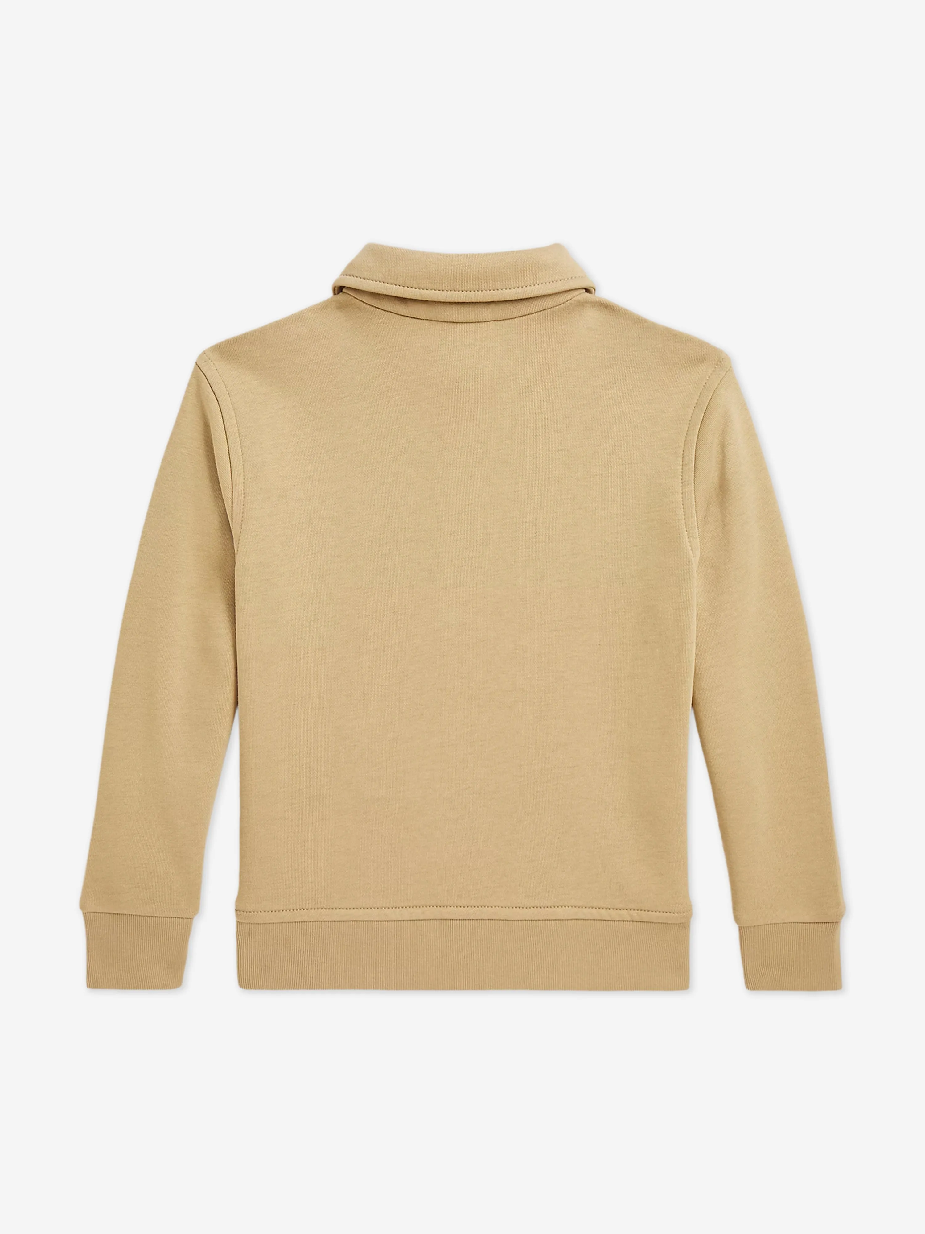 Boys Half Zip Polo Sweatshirt in Beige