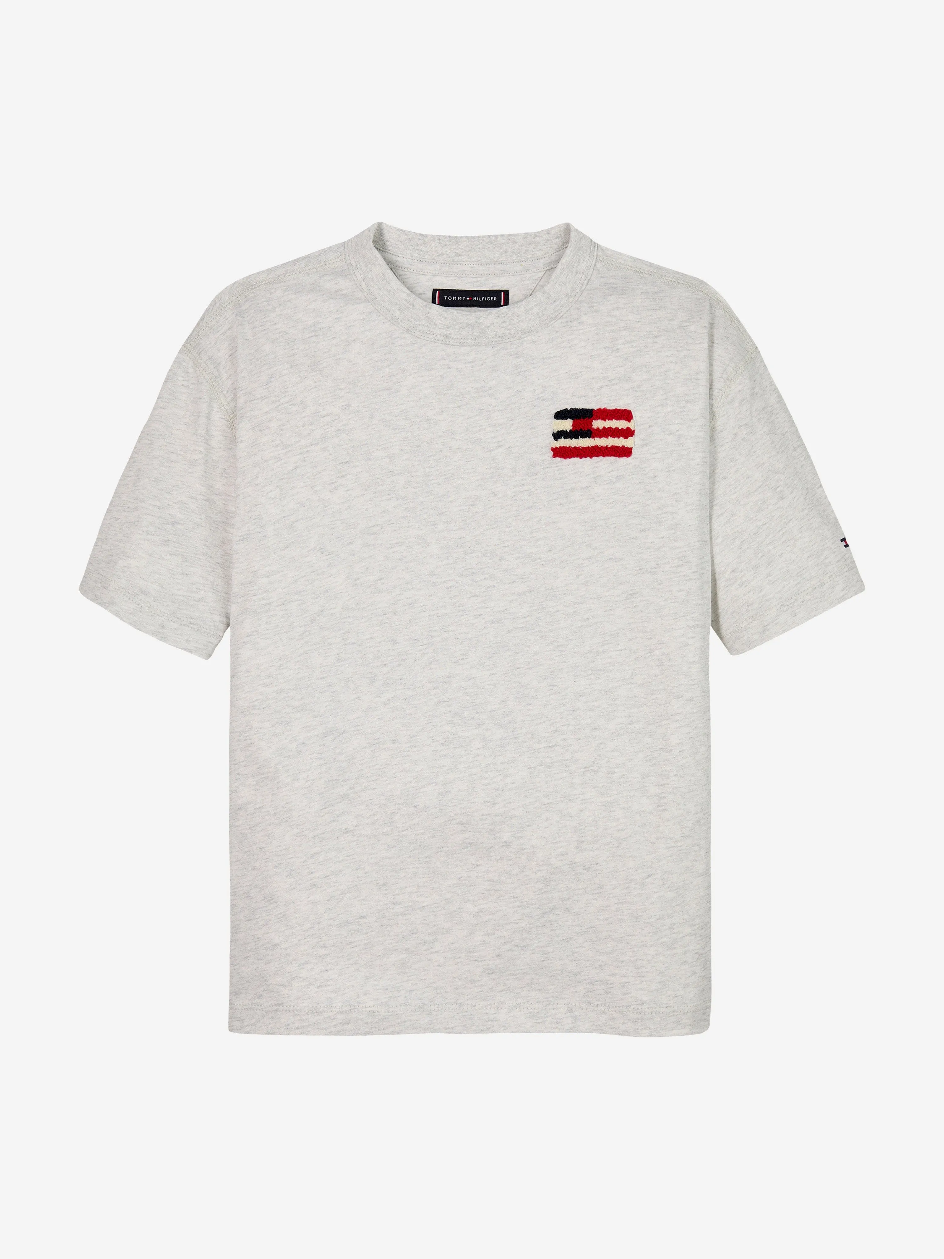 Boys Hilfiger Flag Embroidered T-Shirt in Grey