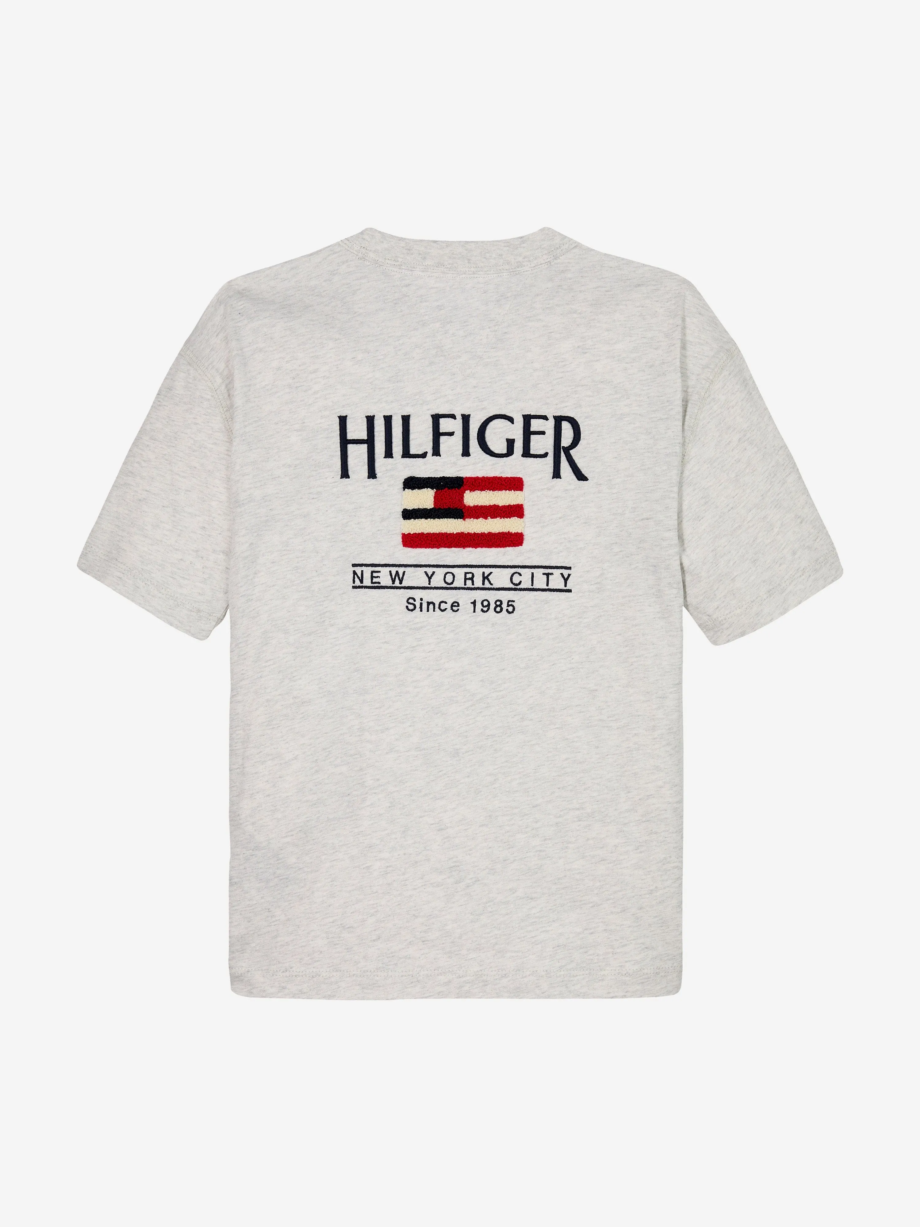 Boys Hilfiger Flag Embroidered T-Shirt in Grey