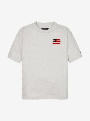 Boys Hilfiger Flag Embroidered T-Shirt in Grey
