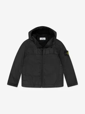 Boys Hooded Zip Up Jacket in Black