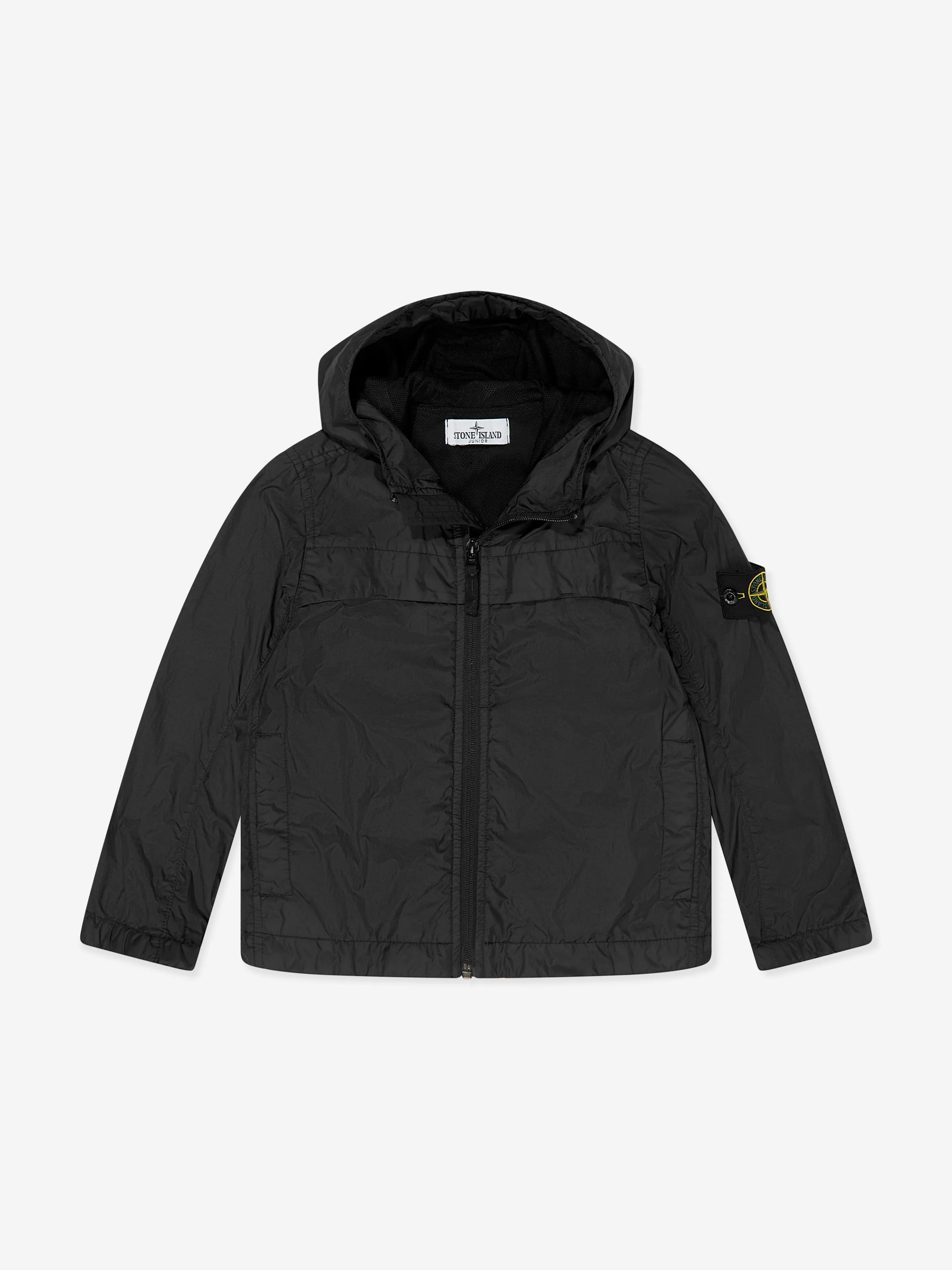 Boys Hooded Zip Up Jacket in Black