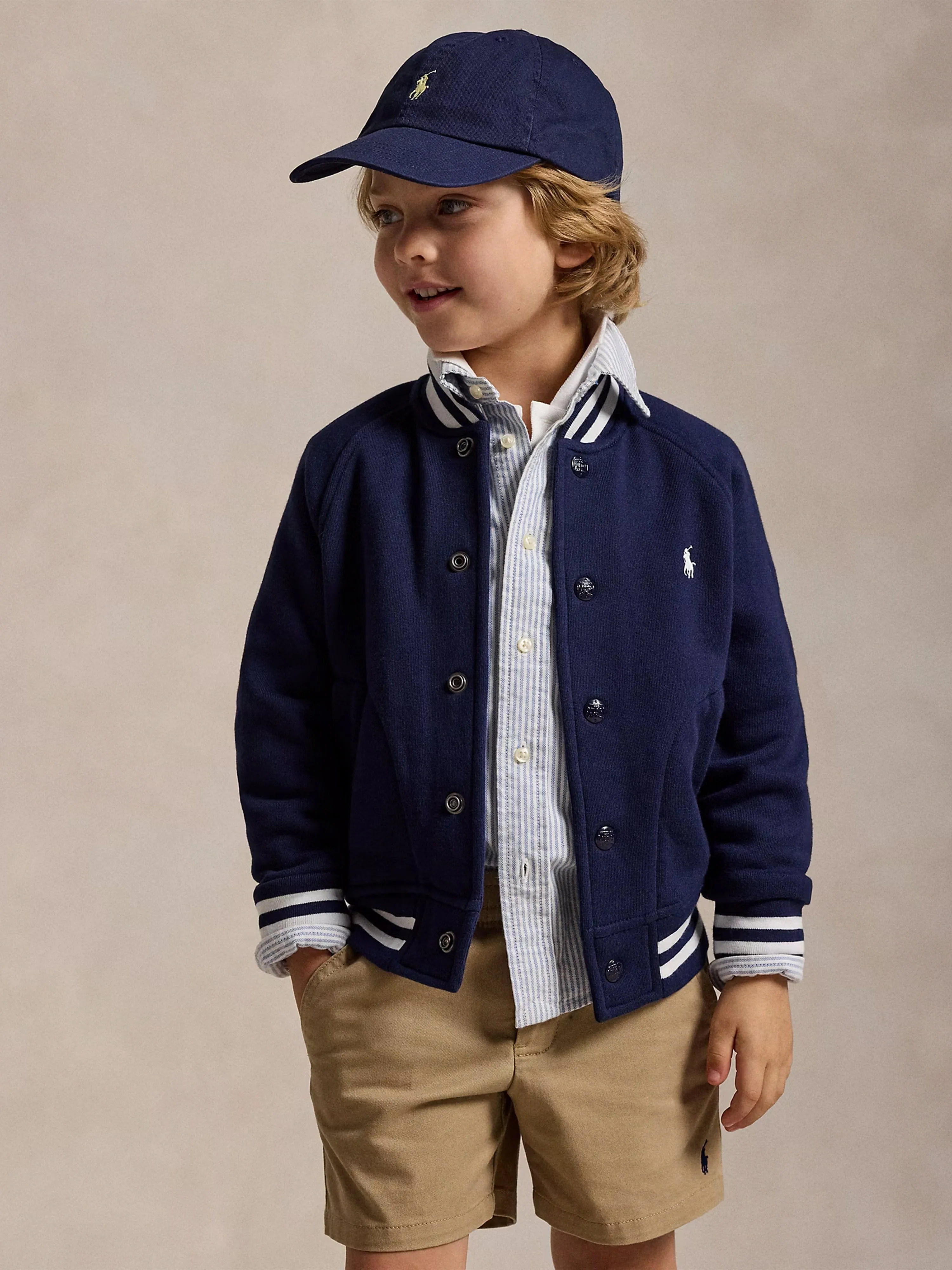 Boys Jersey Bomber Jacket in Navy