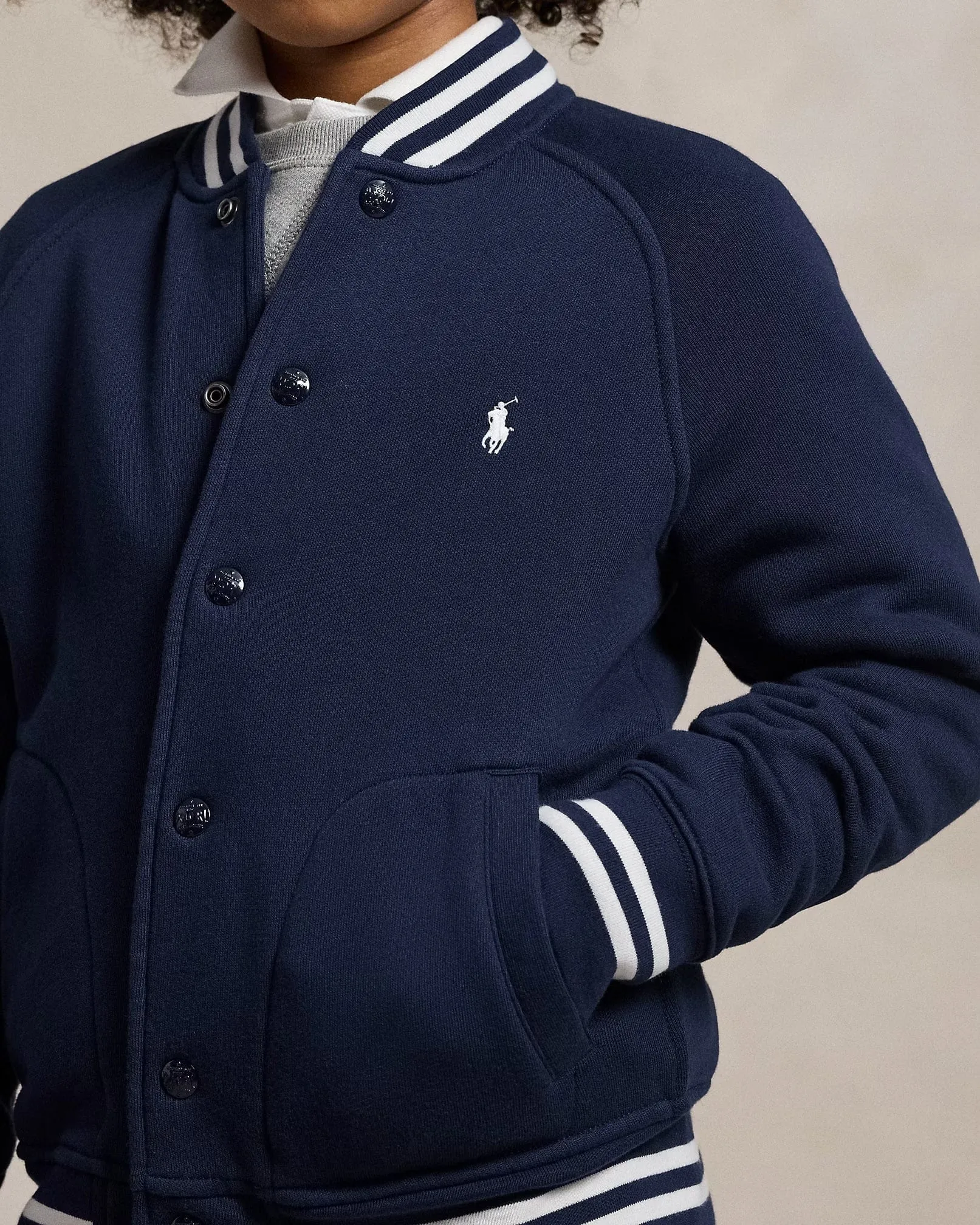 Boys Jersey Bomber Jacket in Navy