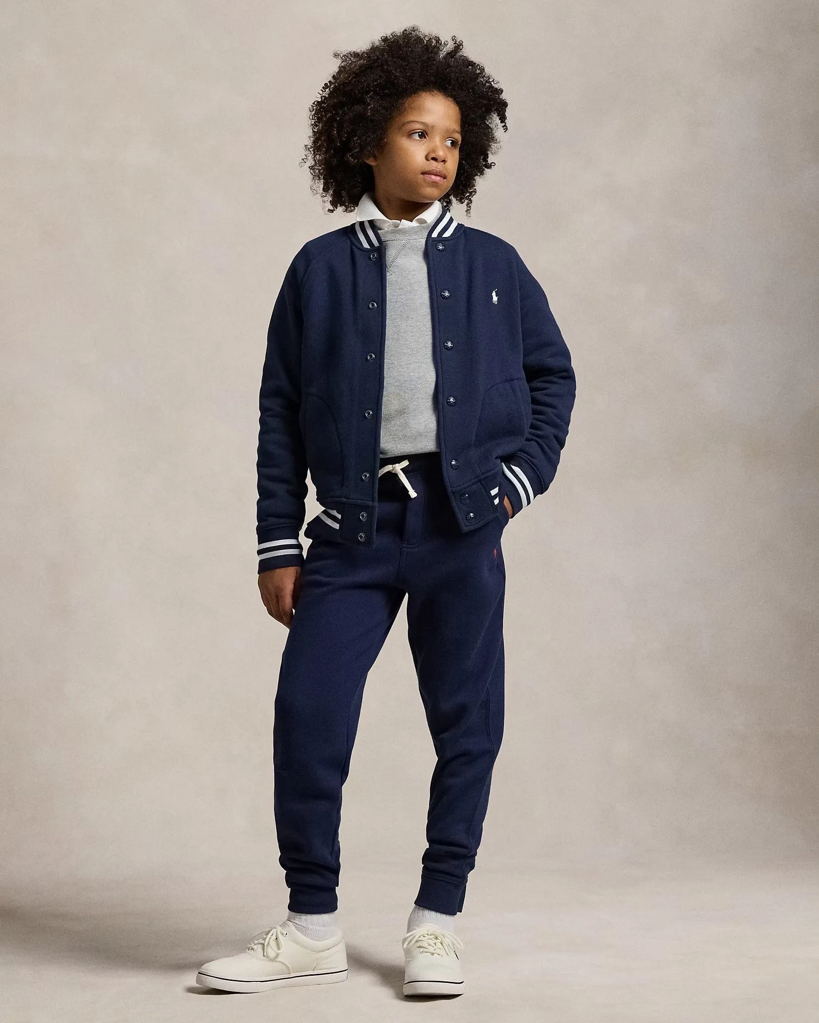 Boys Jersey Bomber Jacket in Navy