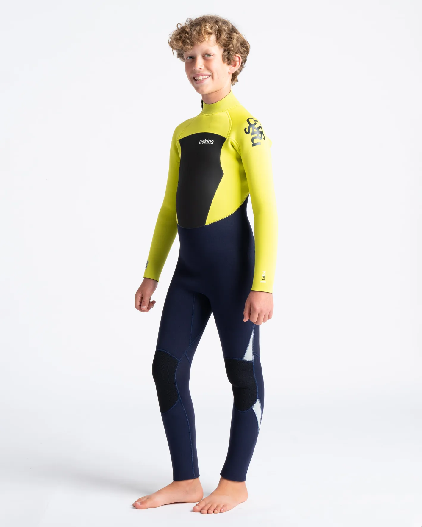 Boys Legend Back Zip 5/4mm Wetsuit in Slate, Flash Green & Silver