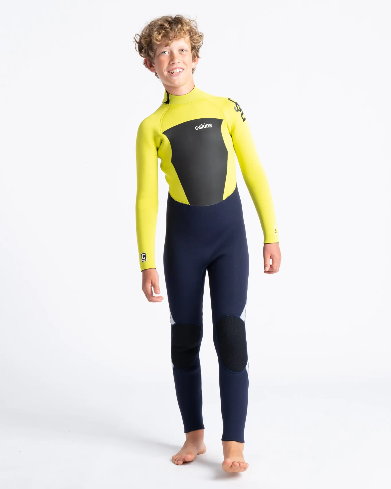Boys Legend Back Zip 5/4mm Wetsuit in Slate, Flash Green & Silver