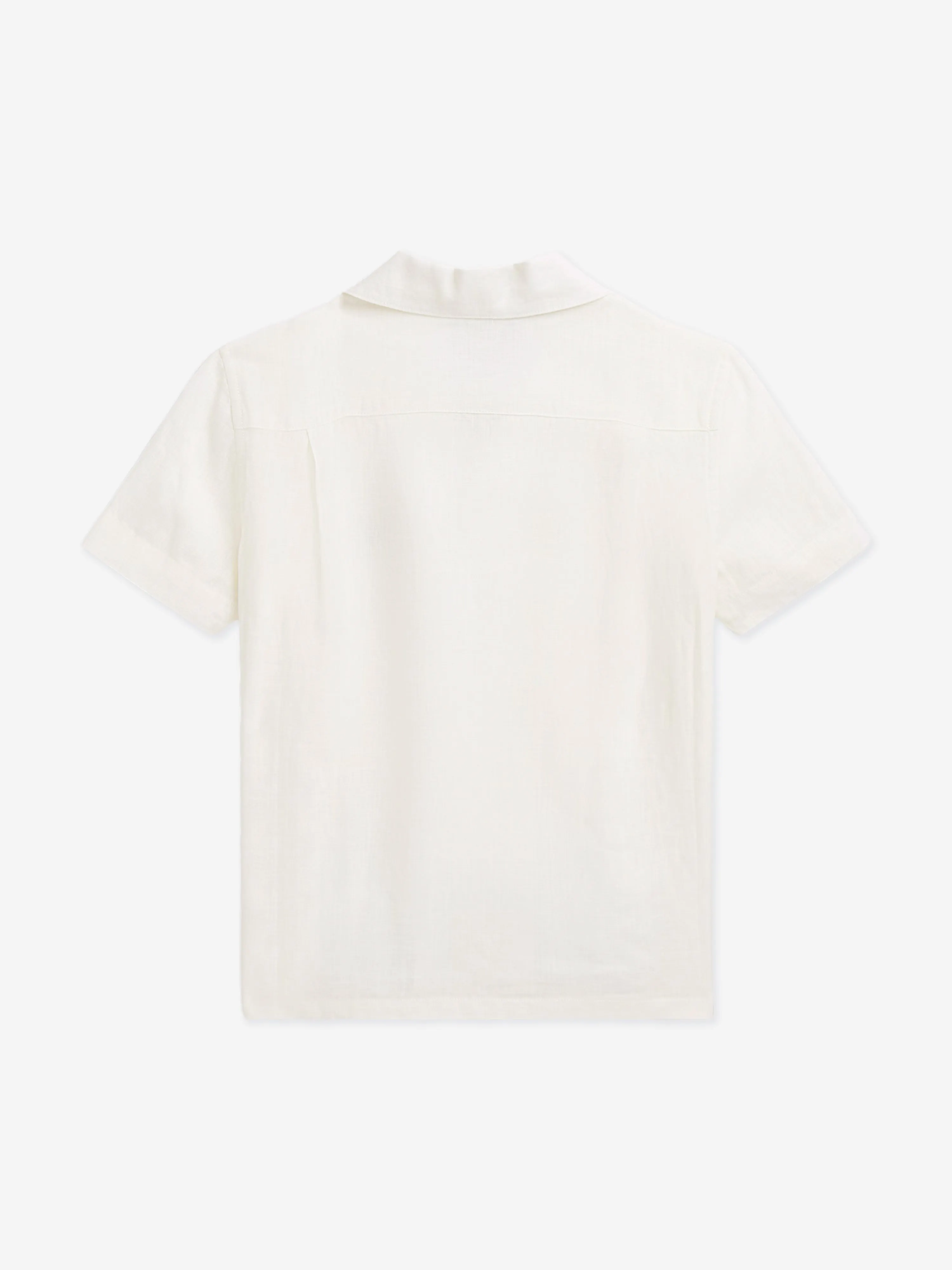 Boys Linen Logo Shirt in White