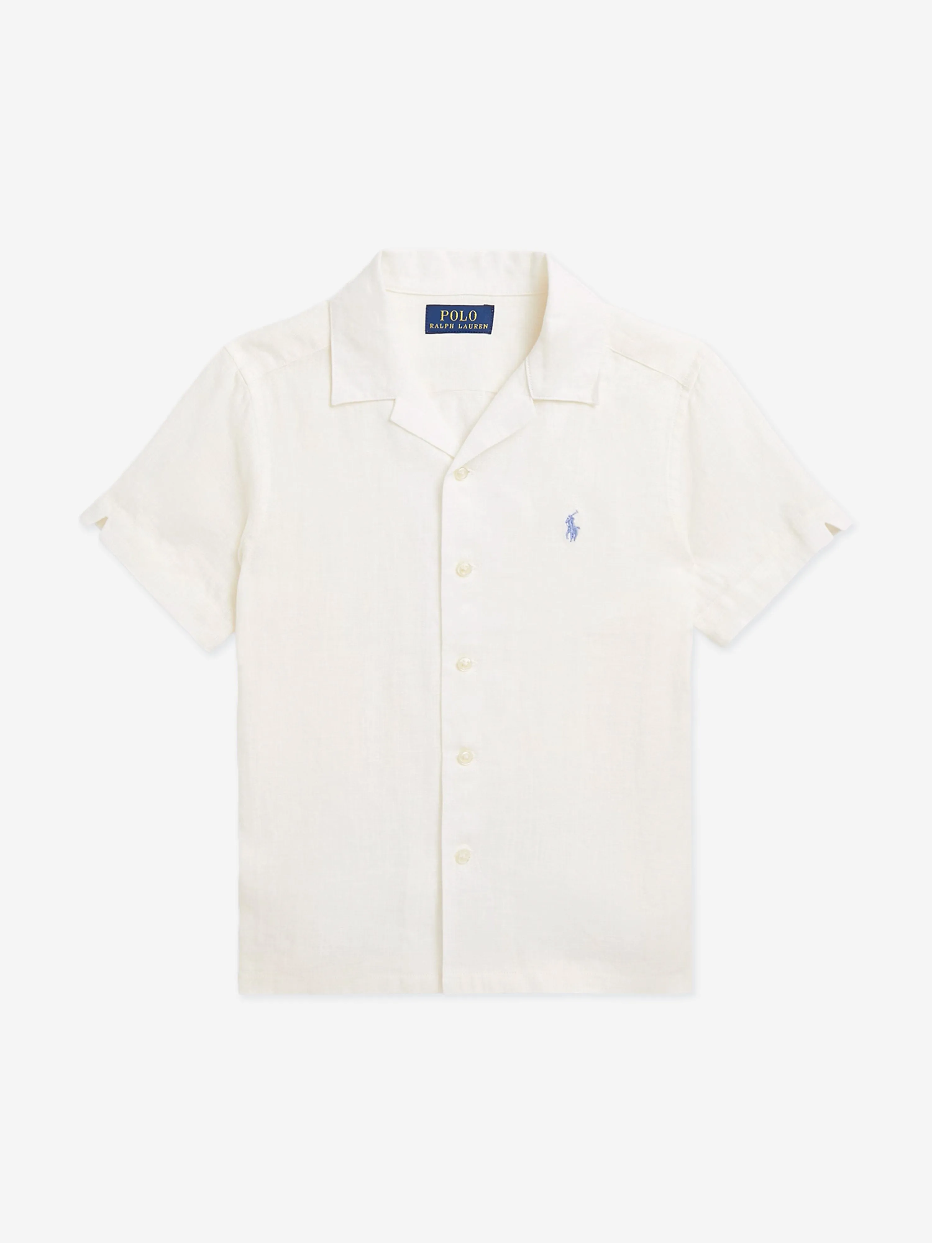 Boys Linen Logo Shirt in White