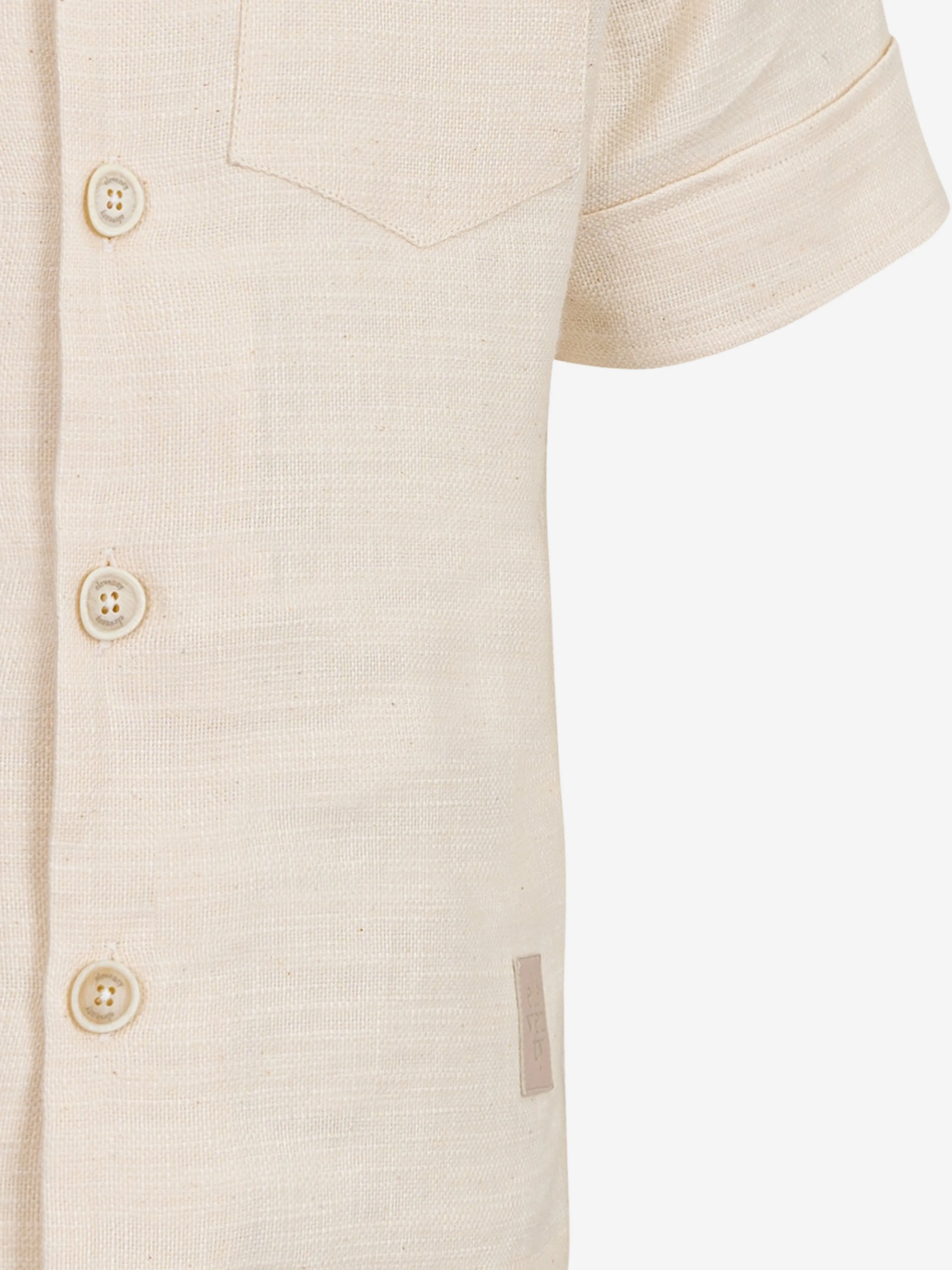Boys Linen Short Sleeve Shirt in Ivory