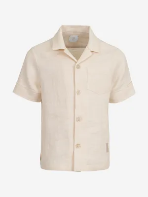 Boys Linen Short Sleeve Shirt in Ivory
