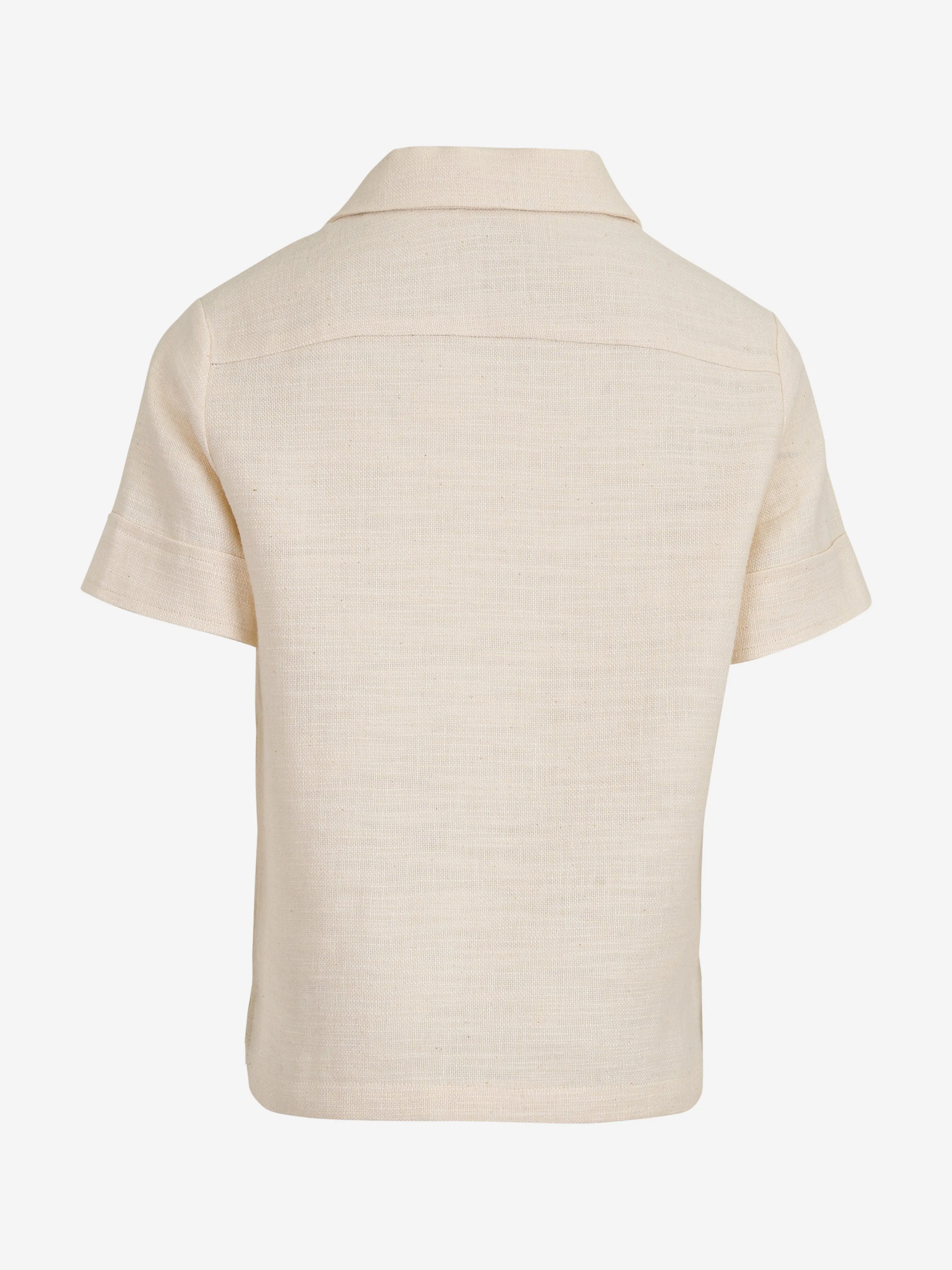Boys Linen Short Sleeve Shirt in Ivory