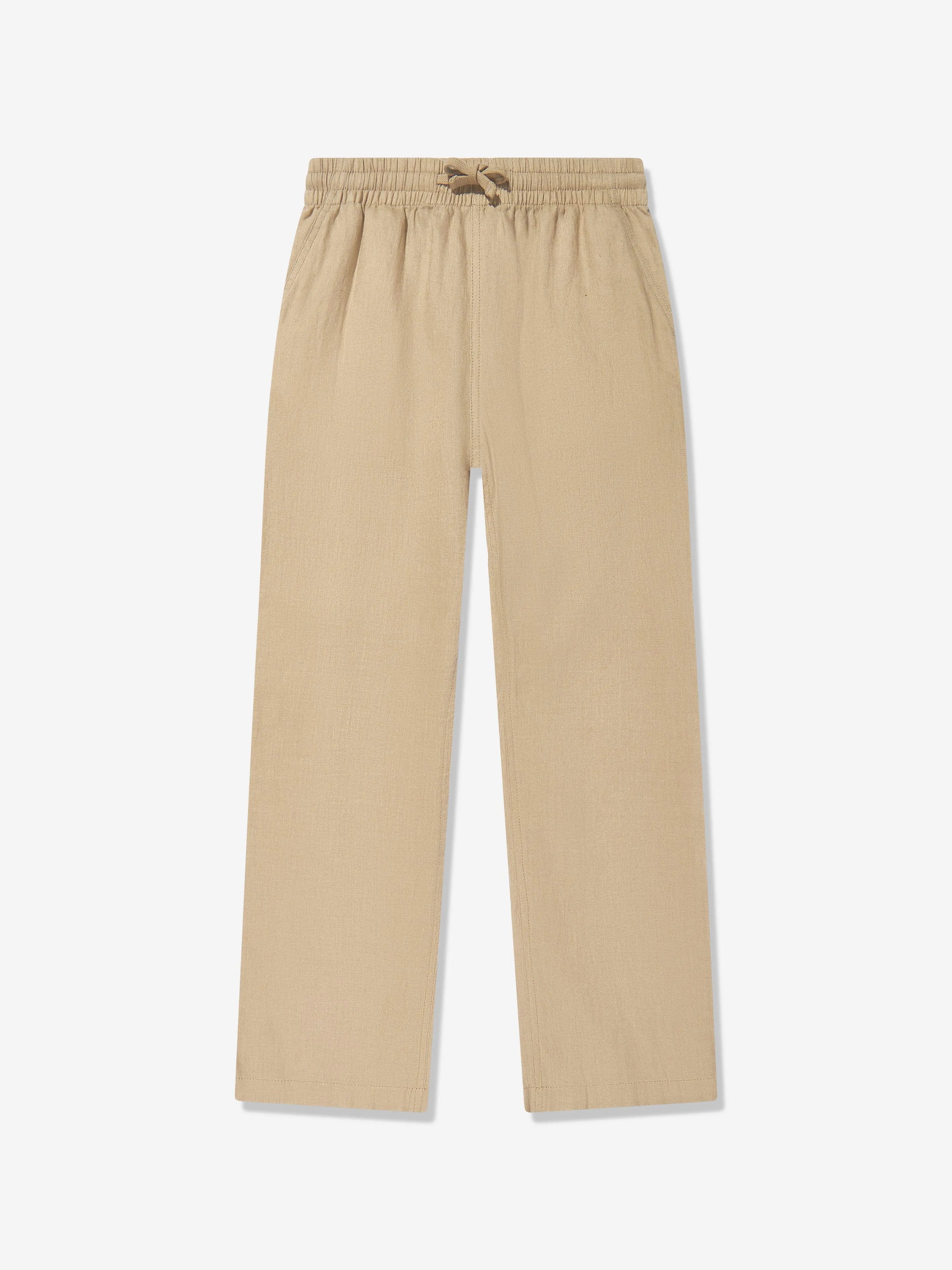Boys Linen Trousers in Brown