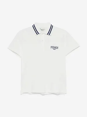 Boys Logo Polo Shirt in White