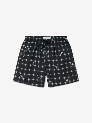 Boys Logo Print Swim Shorts in Black